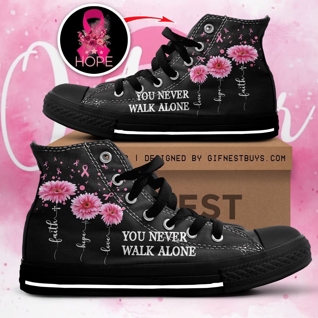 JWFancy Breast Cancer Awareness High Top Canvas Sneakers Shoes For Men And Women