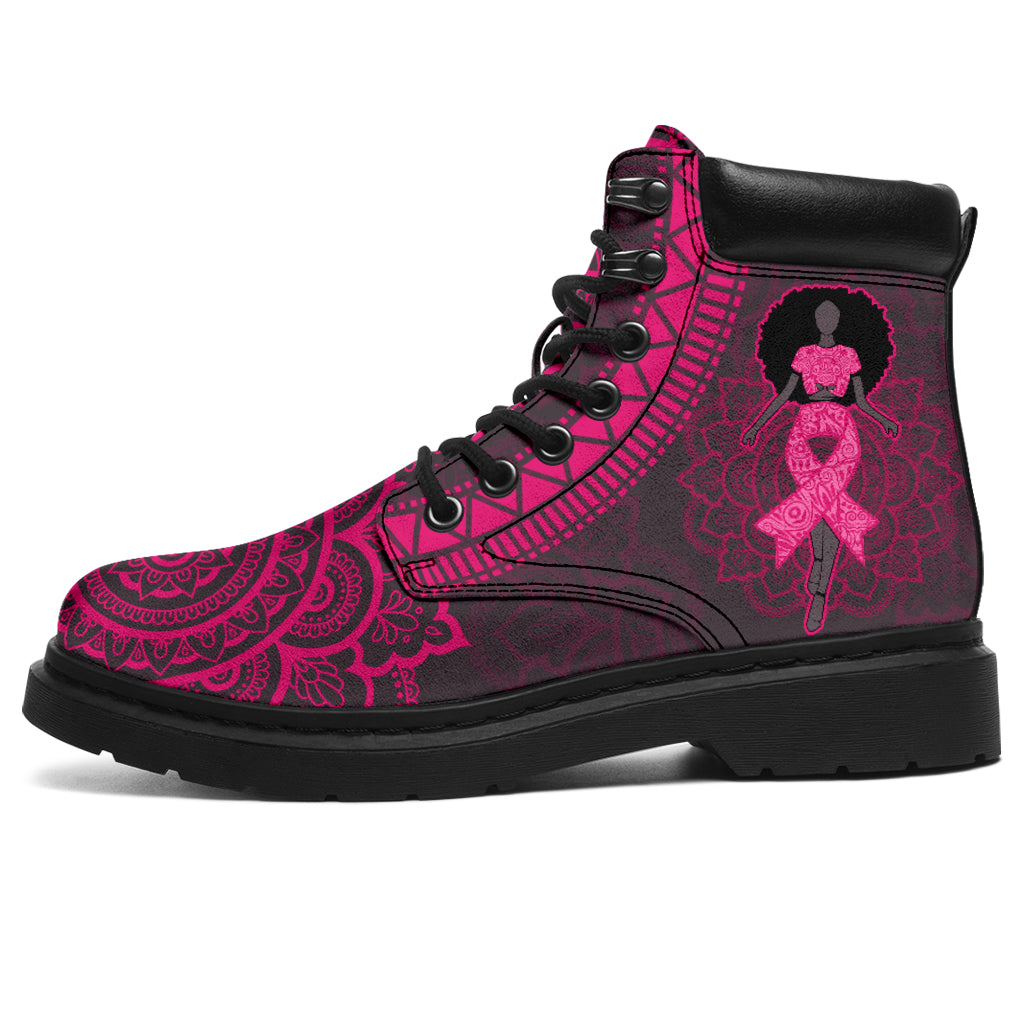 JWFancy Breast Cancer Awareness Mandala Breast Cancer Awareness Boots Shoes For Men And Women