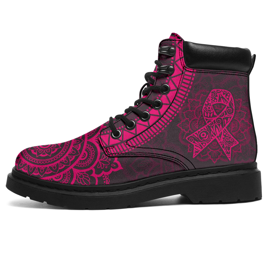 JWFancy Breast Cancer Awareness Mandala Breast Cancer Awareness Boots Shoes For Men And Women
