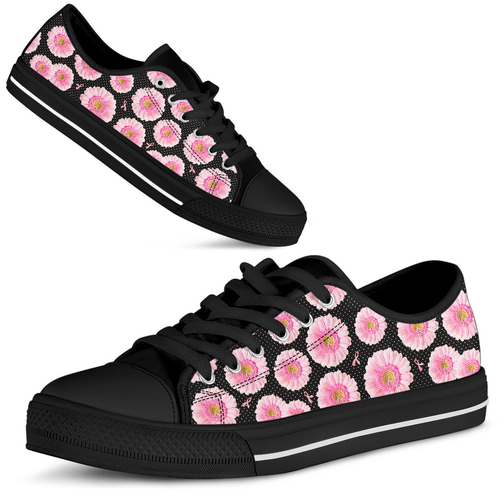 JWFancy Breast Cancer Daisy Breast Cancer Awareness Low Top Canvas Sneakers Shoes For Men And Women