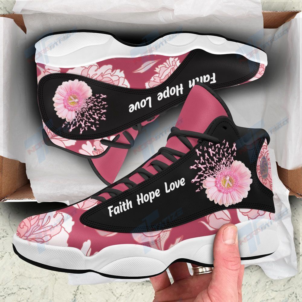 JWFancy Breast Cancer Flower AJ13 Sneakers Shoes For Men And Women