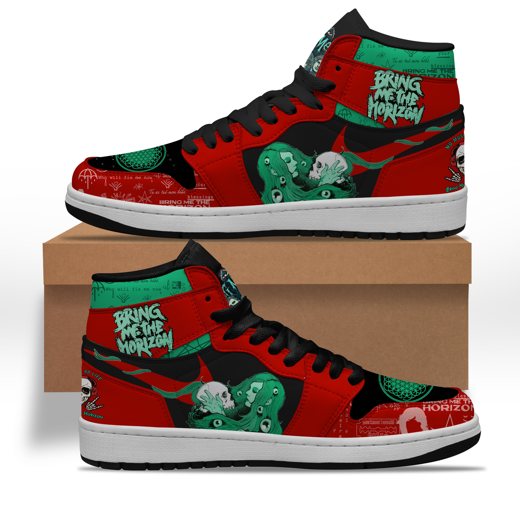 JWFancy Bring Me the Horizon AJ1 High Sneakers Shoes For Men And Women