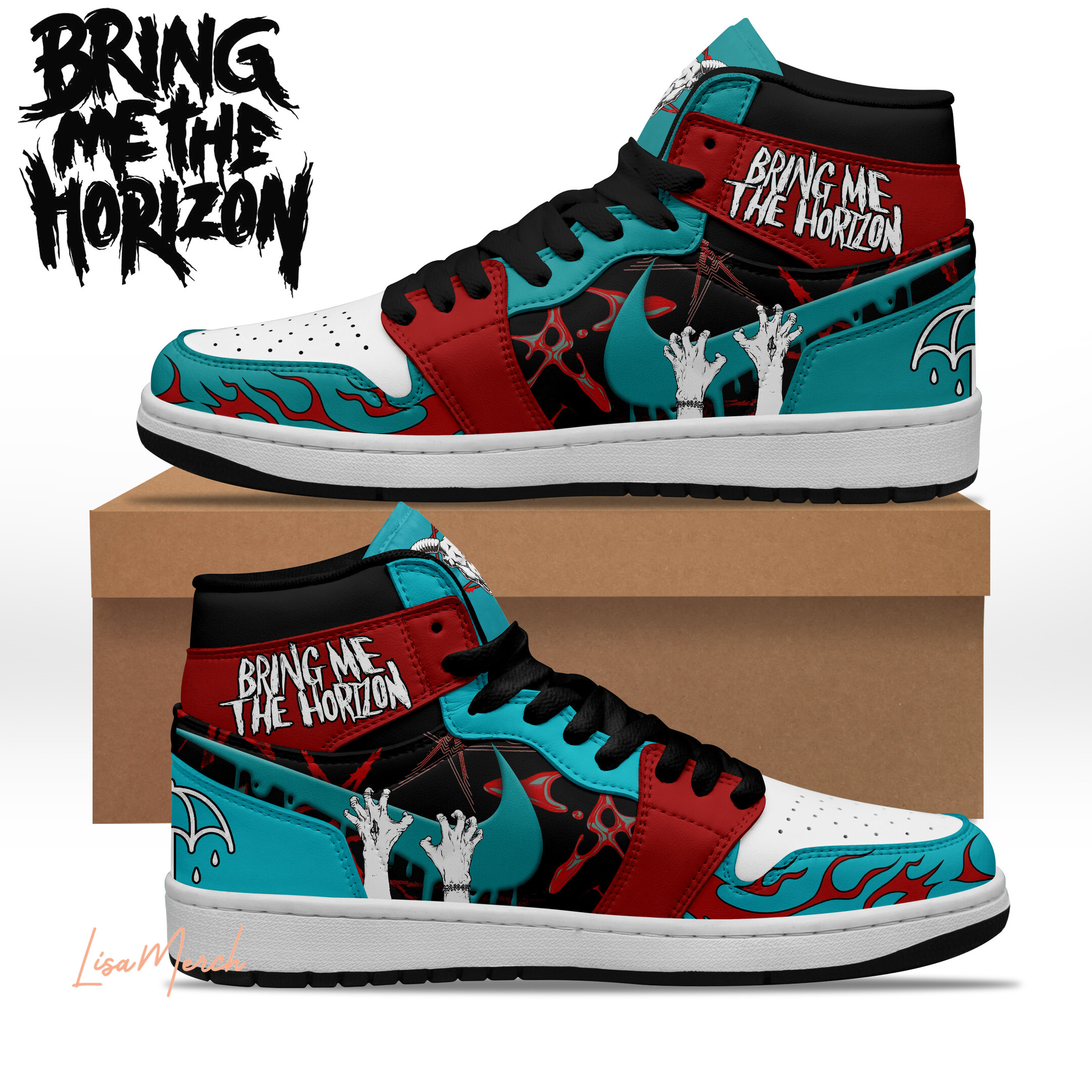 JWFancy Bring Me The Horizon AJ1 High Sneakers Shoes For Men And Women