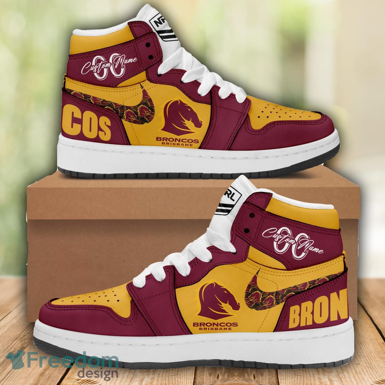 JWFancy Brisbane Broncos AJ1 High Sneakers Shoes For Men And Women