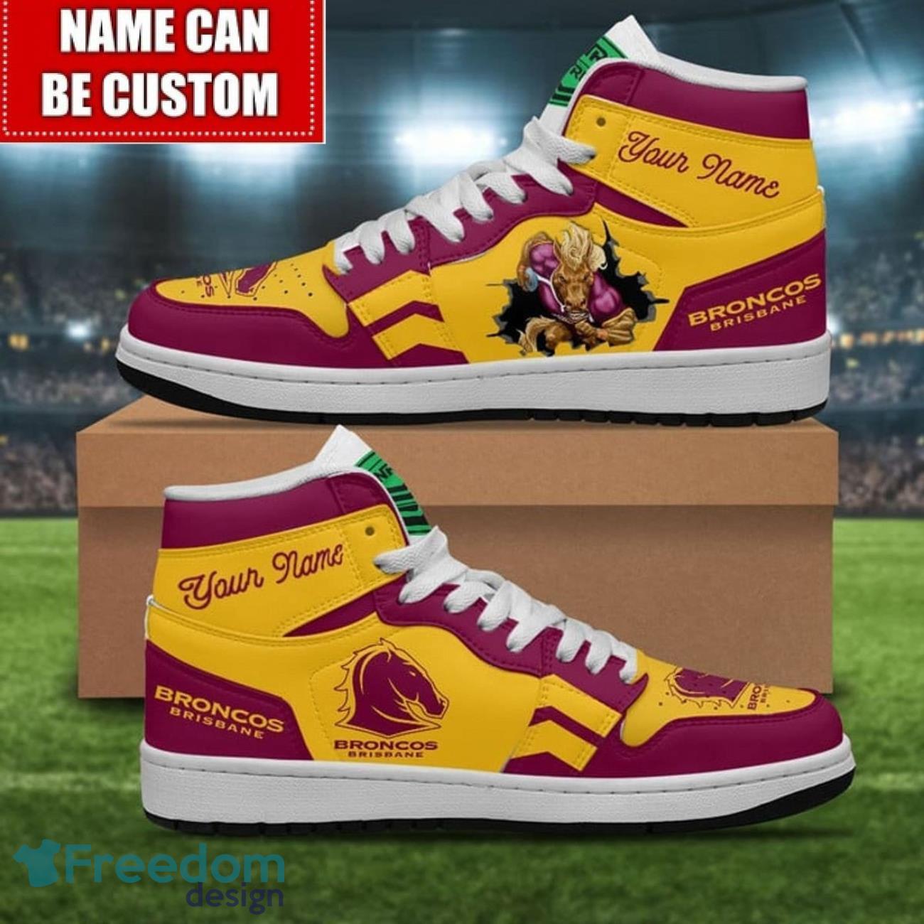 JWFancy Brisbane Broncos AJ1 High Sneakers Shoes For Men And Women