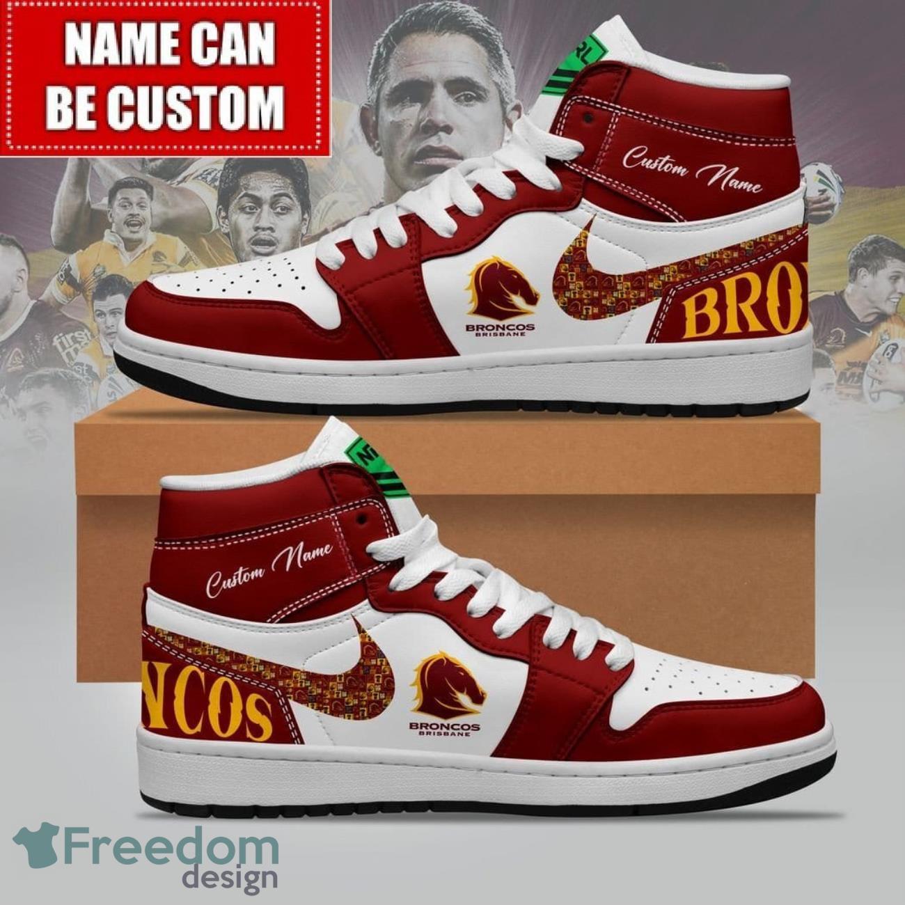 JWFancy Brisbane Broncos AJ1 High Sneakers Shoes For Men And Women