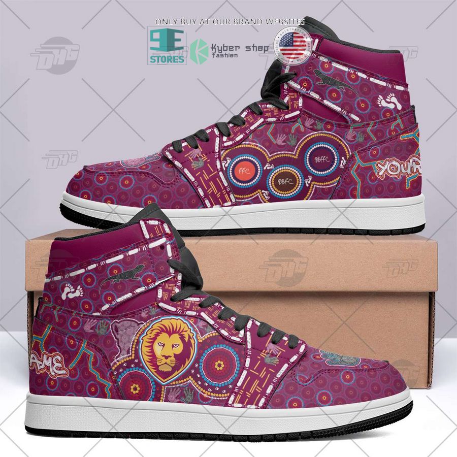 JWFancy Brisbane Lions AFL AJ1 High Sneakers Shoes For Men And Women