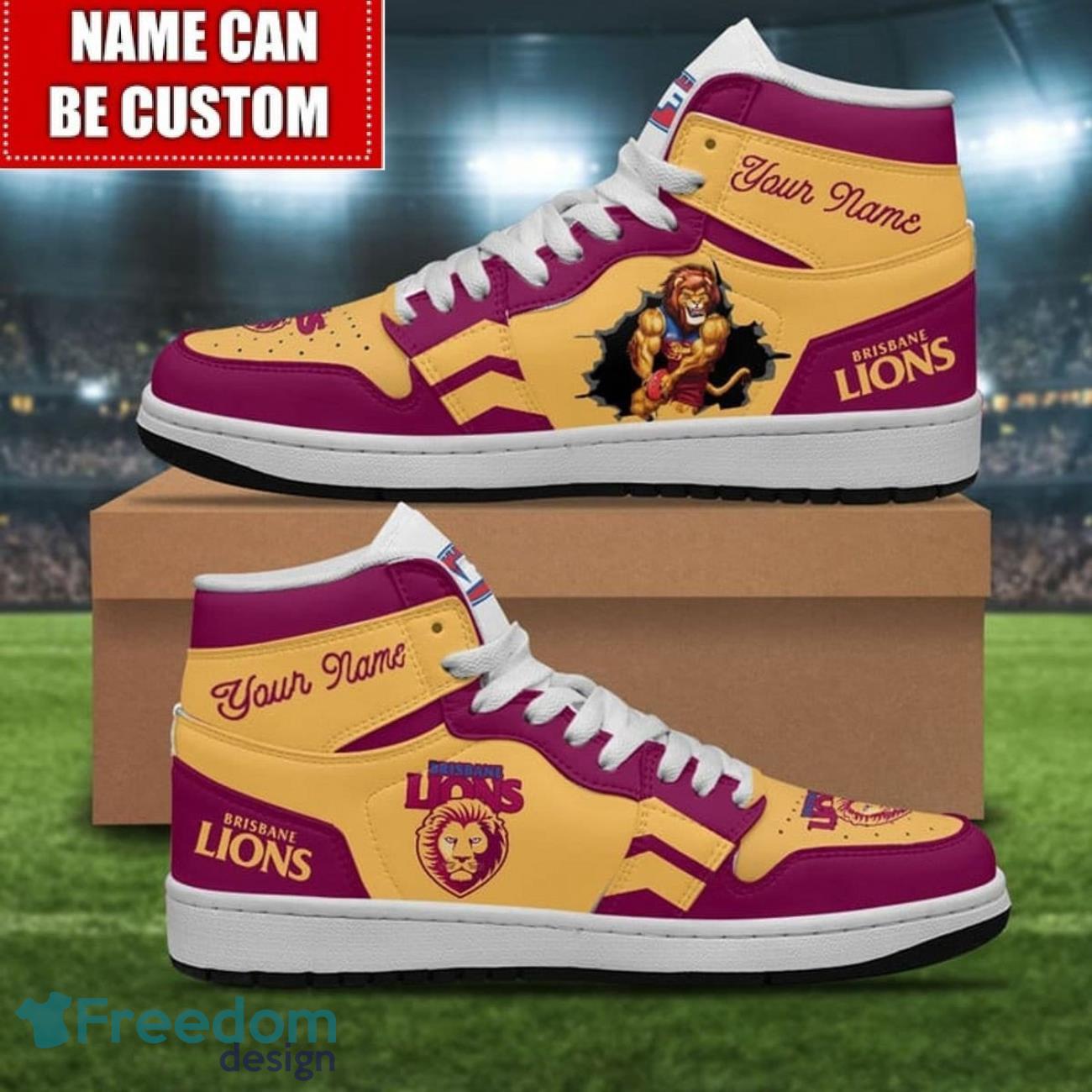 JWFancy Brisbane Lions AJ1 High Sneakers Shoes For Men And Women