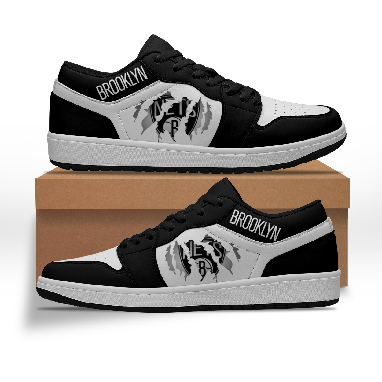 JWFancy Brooklyn Nets AJ1 Low Sneakers Shoes For Men And Women