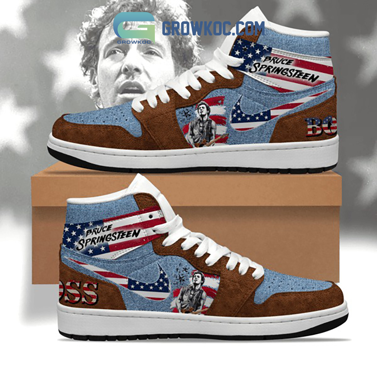 JWFancy Bruce Springsteen AJ1 High Sneakers Shoes For Men And Women
