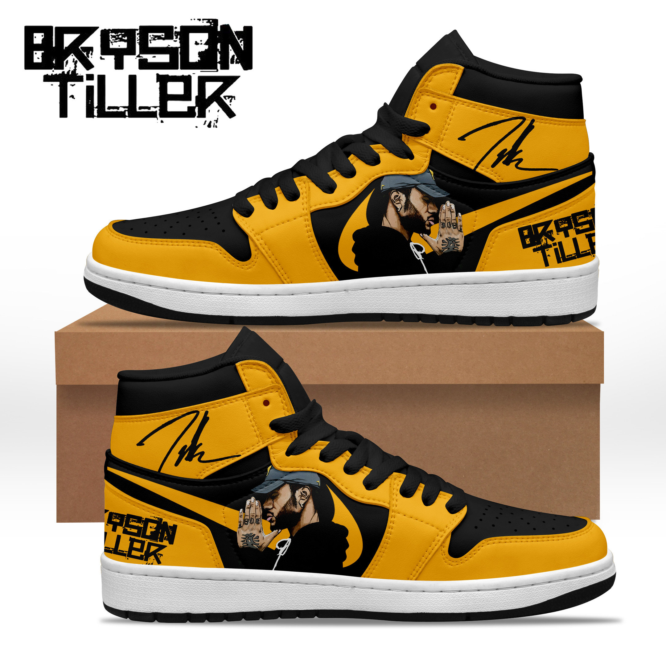 JWFancy Bryson Tiller AJ1 High Sneakers Shoes For Men And Women