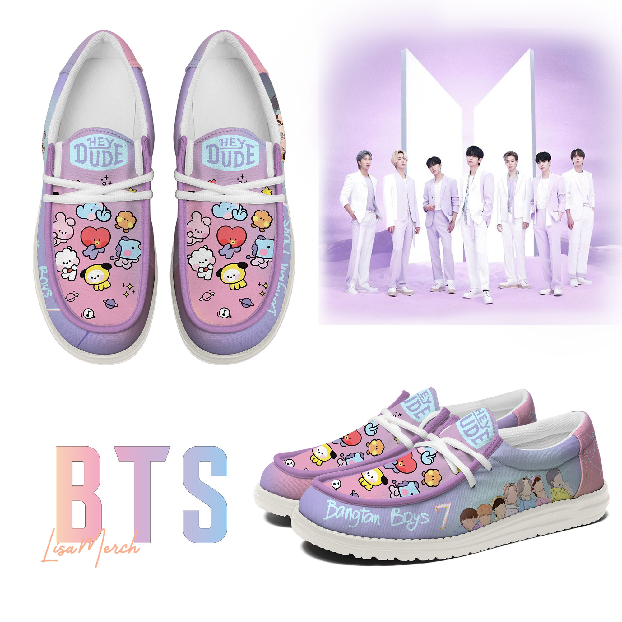 JWFancy BTS Hey Dude Shoes Wally Men's Lace Up Loafers Comfortable For Men And Women