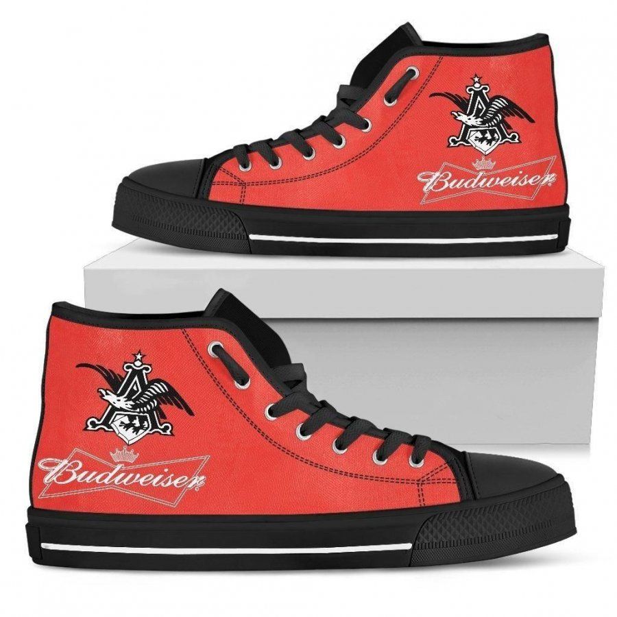 JWFancy Budweiser Red High Top Canvas Sneakers Shoes For Men And Women