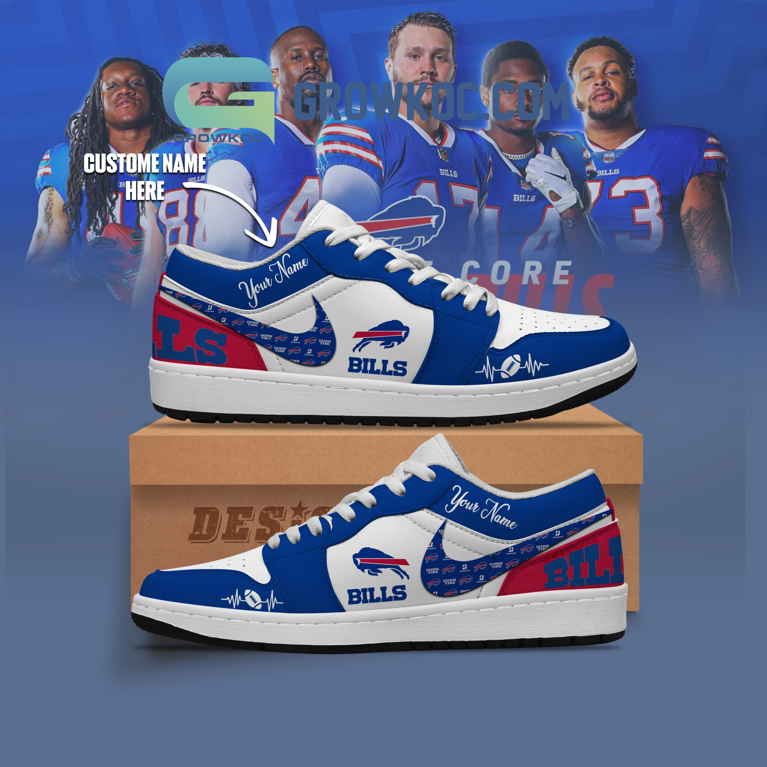 JWFancy Buffalo Bills AJ1 Low Sneakers Shoes For Men And Women