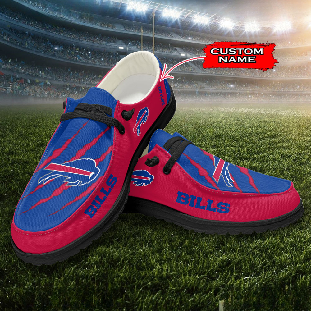 JWFancy Buffalo Bills Hey Dude Shoes Wally Men's Lace Up Loafers Comfortable For Men And Women