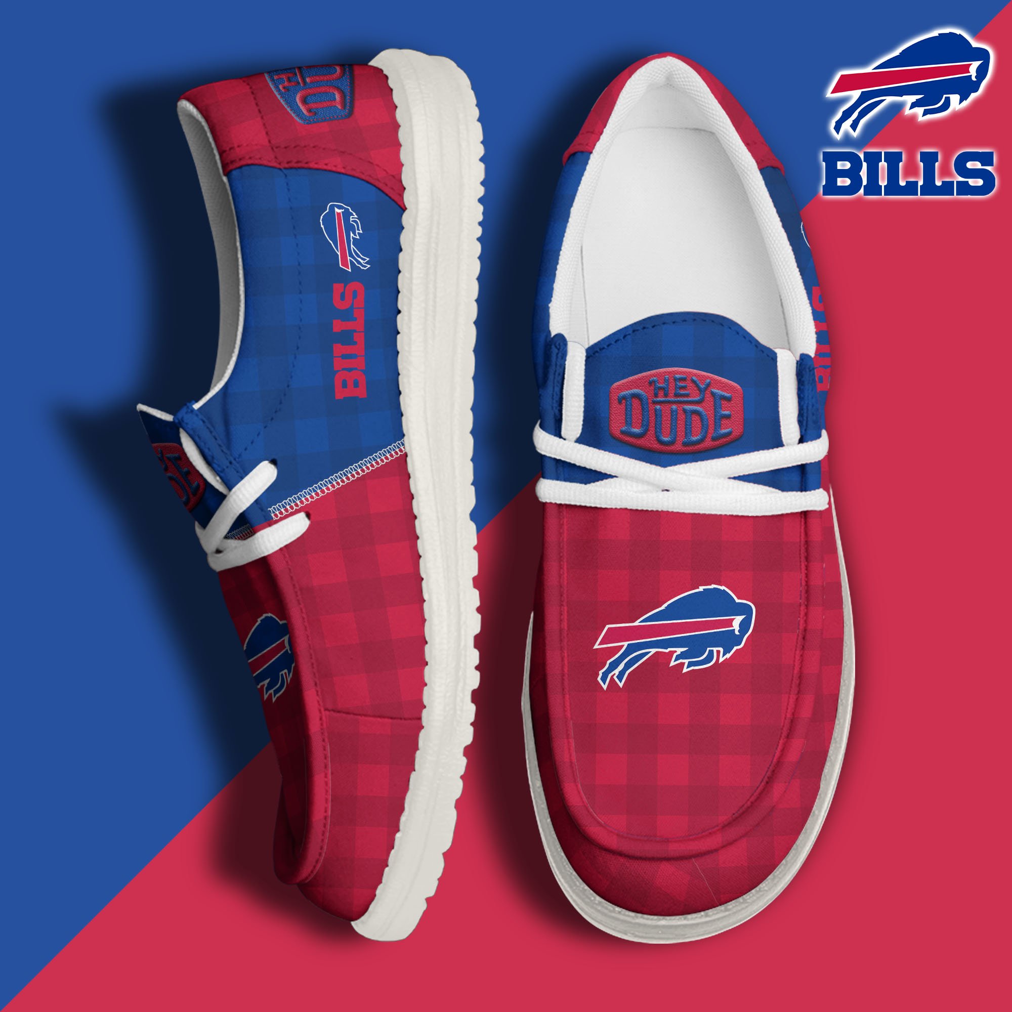 JWFancy Buffalo Bills Hey Dude Shoes Wally Men's Lace Up Loafers Comfortable For Men And Women