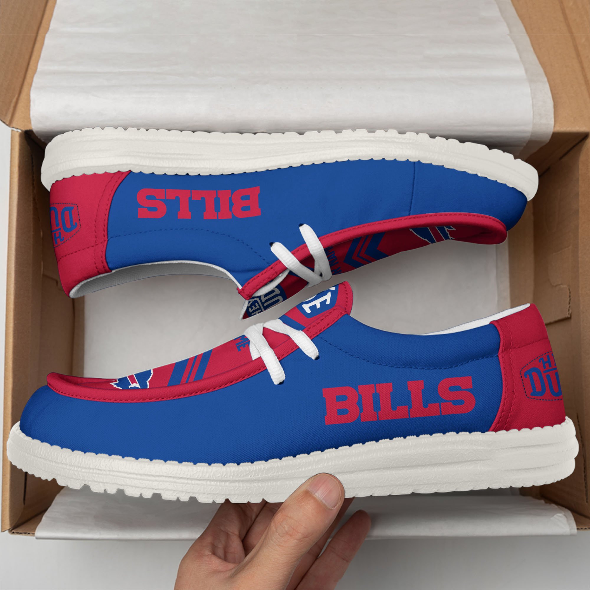 JWFancy Buffalo Bills Hey Dude Shoes Wally Men's Lace Up Loafers Comfortable For Men And Women