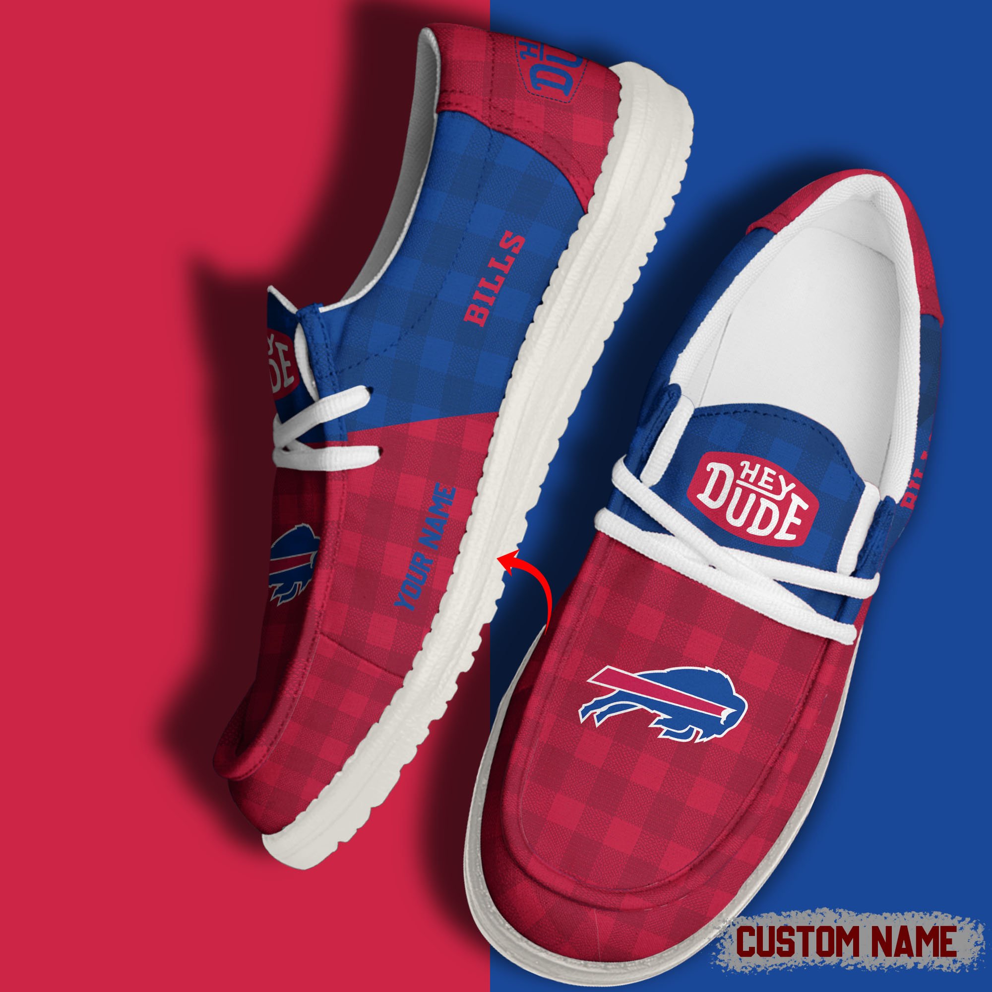 JWFancy Buffalo Bills Hey Dude Shoes Wally Men's Lace Up Loafers Comfortable For Men And Women