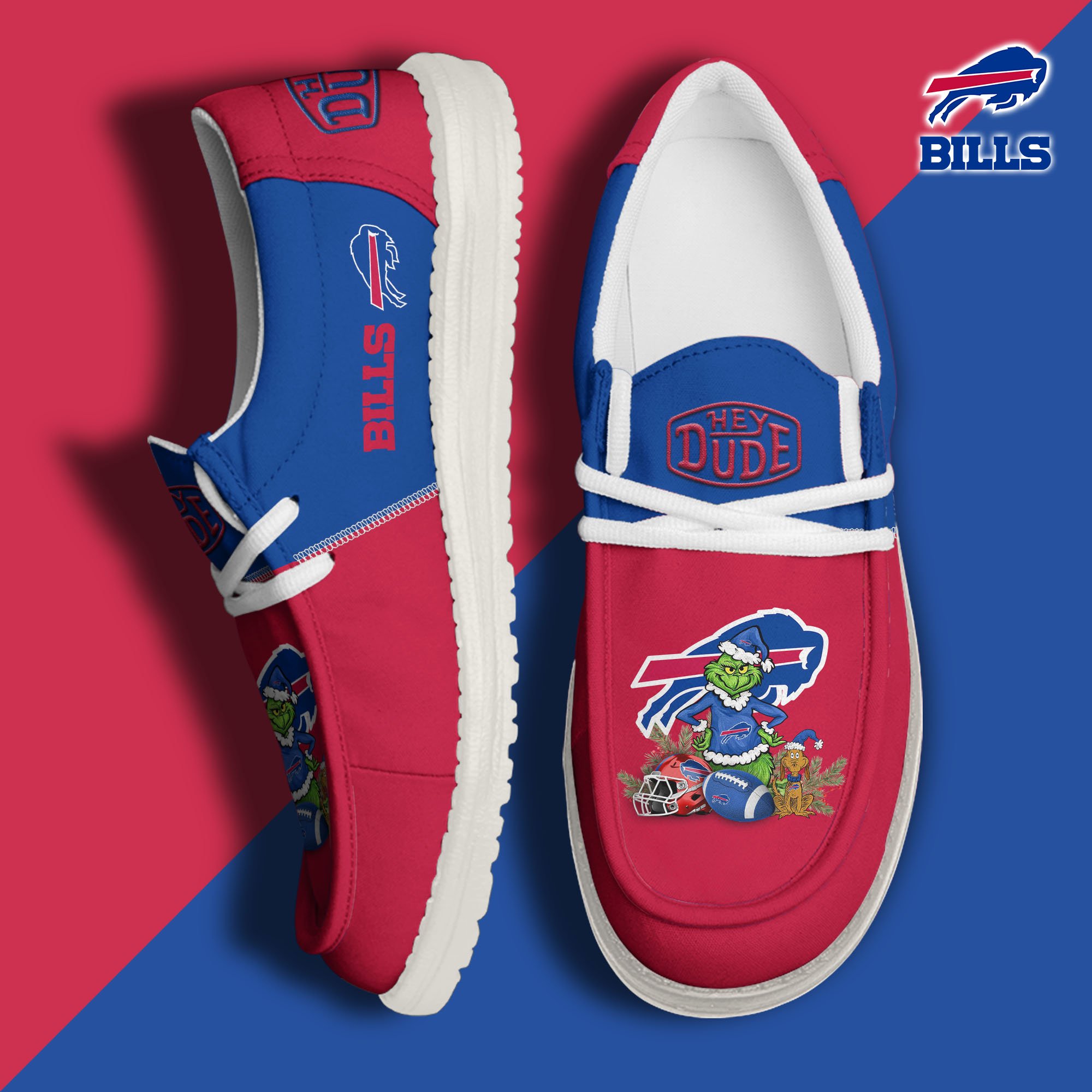 JWFancy Buffalo Bills Hey Dude Shoes Wally Men's Lace Up Loafers Comfortable For Men And Women