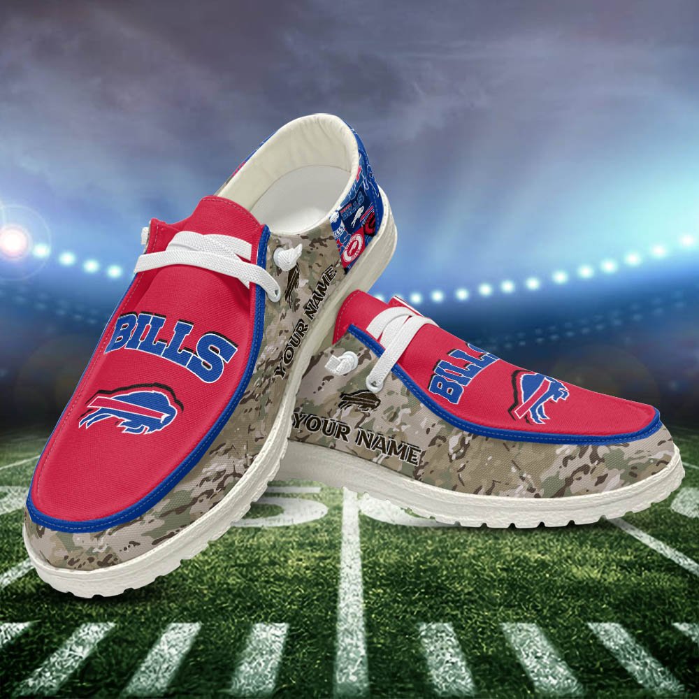 JWFancy Buffalo Bills Hey Dude Shoes Wally Men's Lace Up Loafers Comfortable For Men And Women