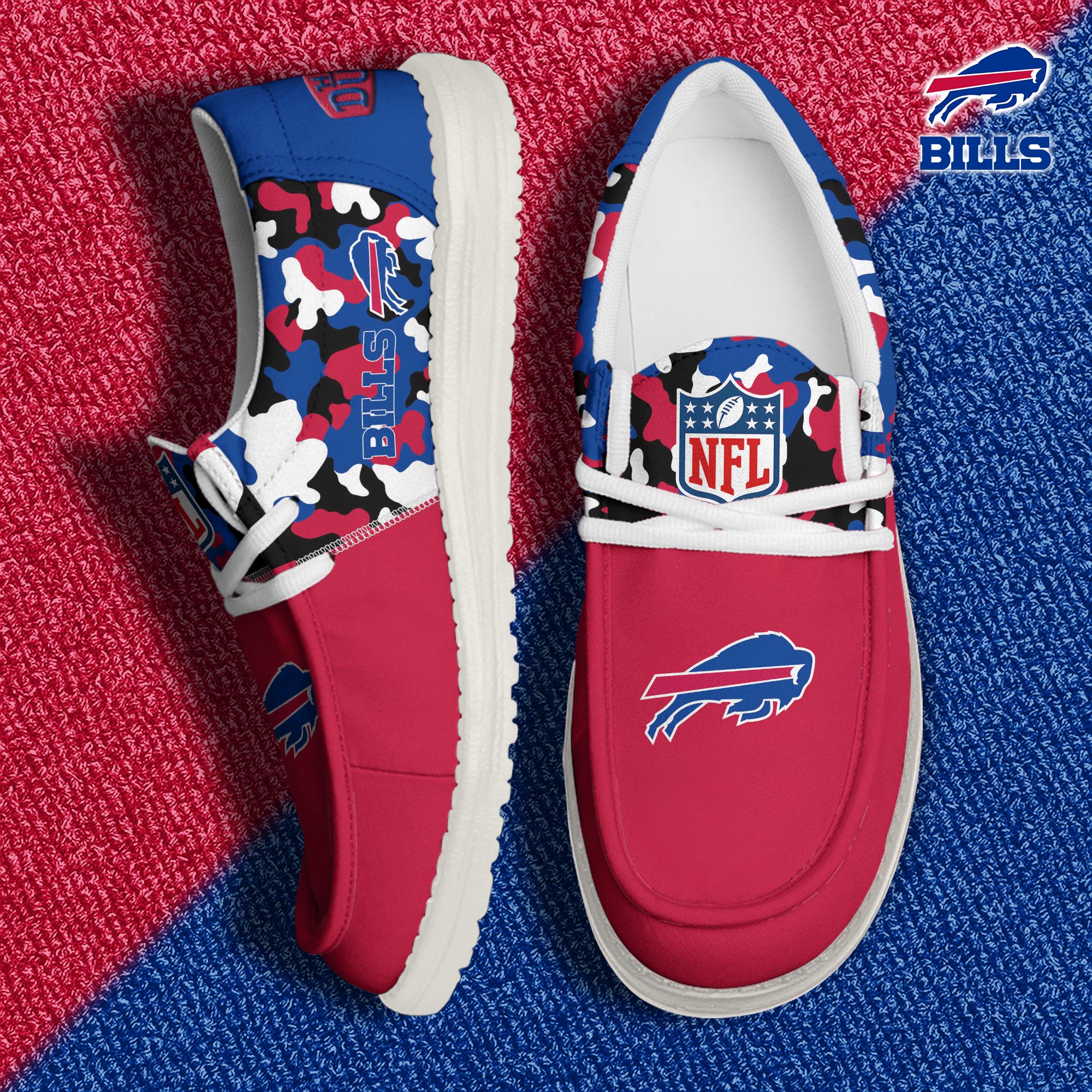 JWFancy Buffalo Bills Hey Dude Shoes Wally Men's Lace Up Loafers Comfortable For Men And Women