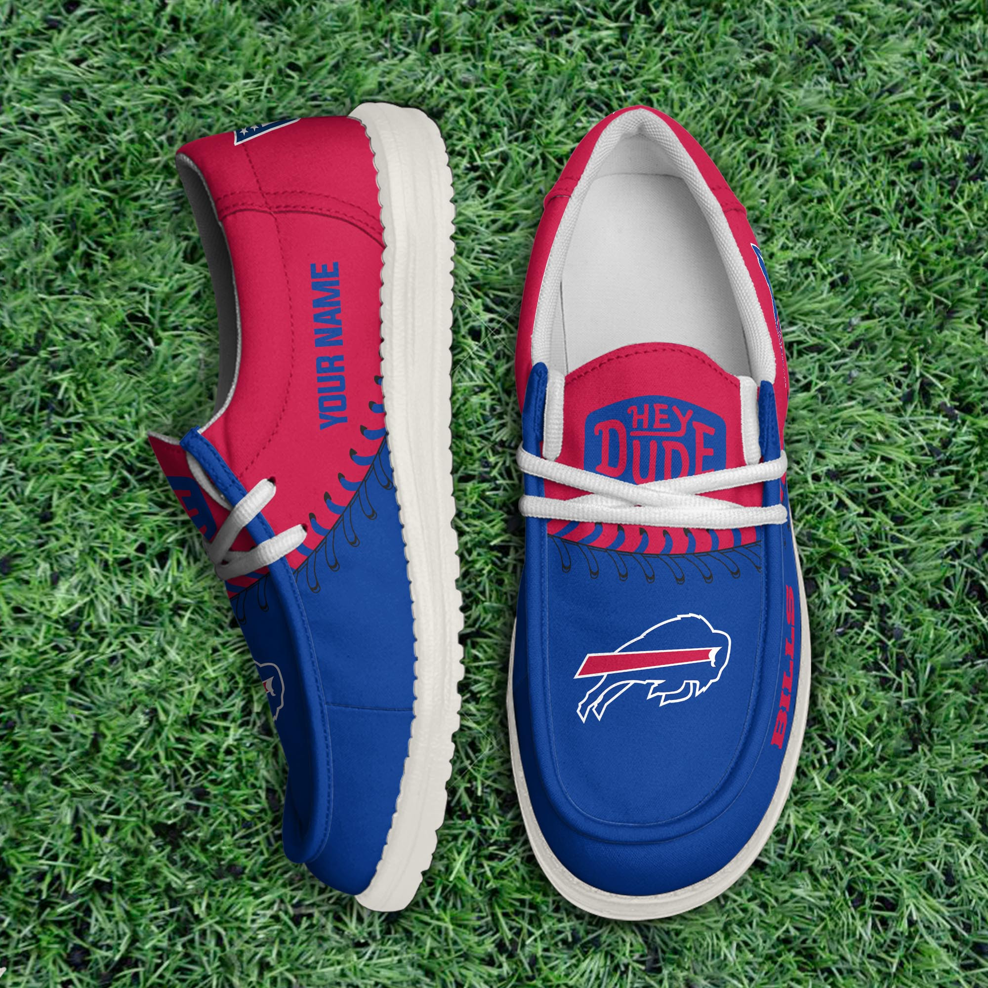 JWFancy Buffalo Bills Hey Dude Shoes Wally Men's Lace Up Loafers Comfortable For Men And Women