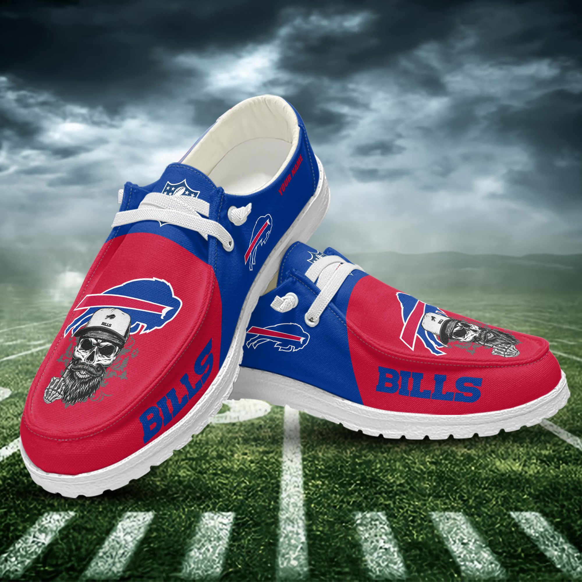 JWFancy Buffalo Bills Hey Dude Shoes Wally Men's Lace Up Loafers Comfortable For Men And Women