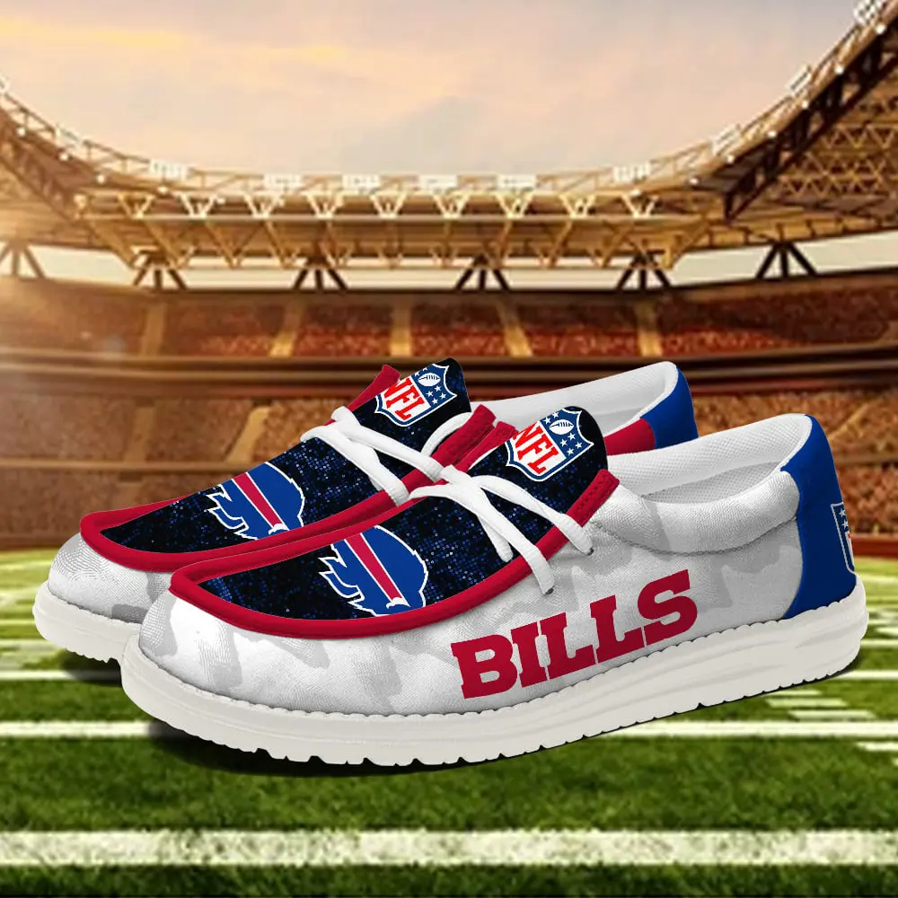 JWFancy Buffalo Bills Hey Dude Shoes Wally Men's Lace Up Loafers Comfortable For Men And Women
