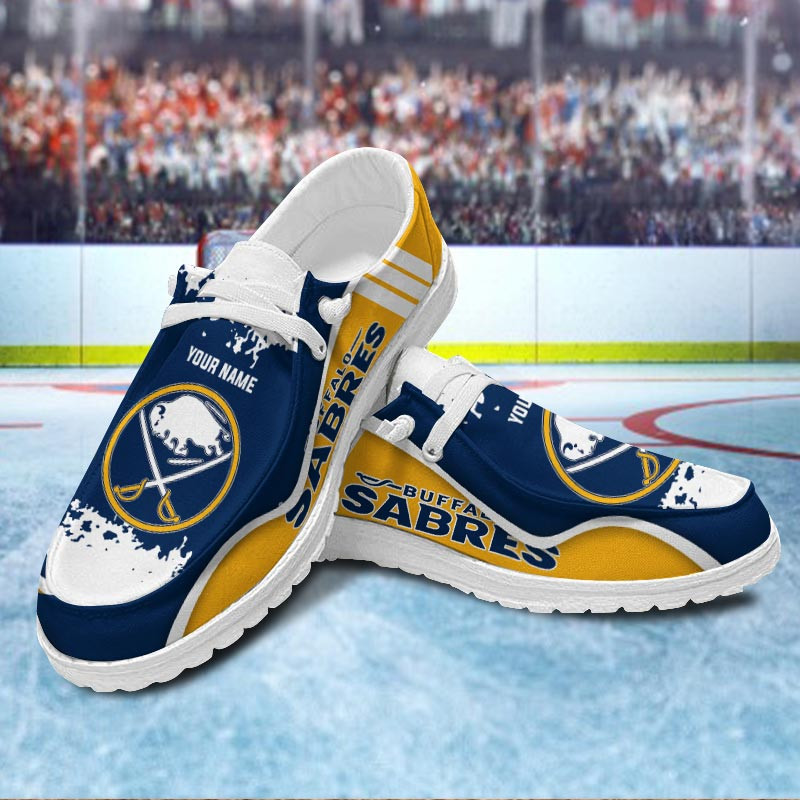 JWFancy Buffalo Sabres Hey Dude Shoes Wally Men's Lace Up Loafers Comfortable For Men And Women