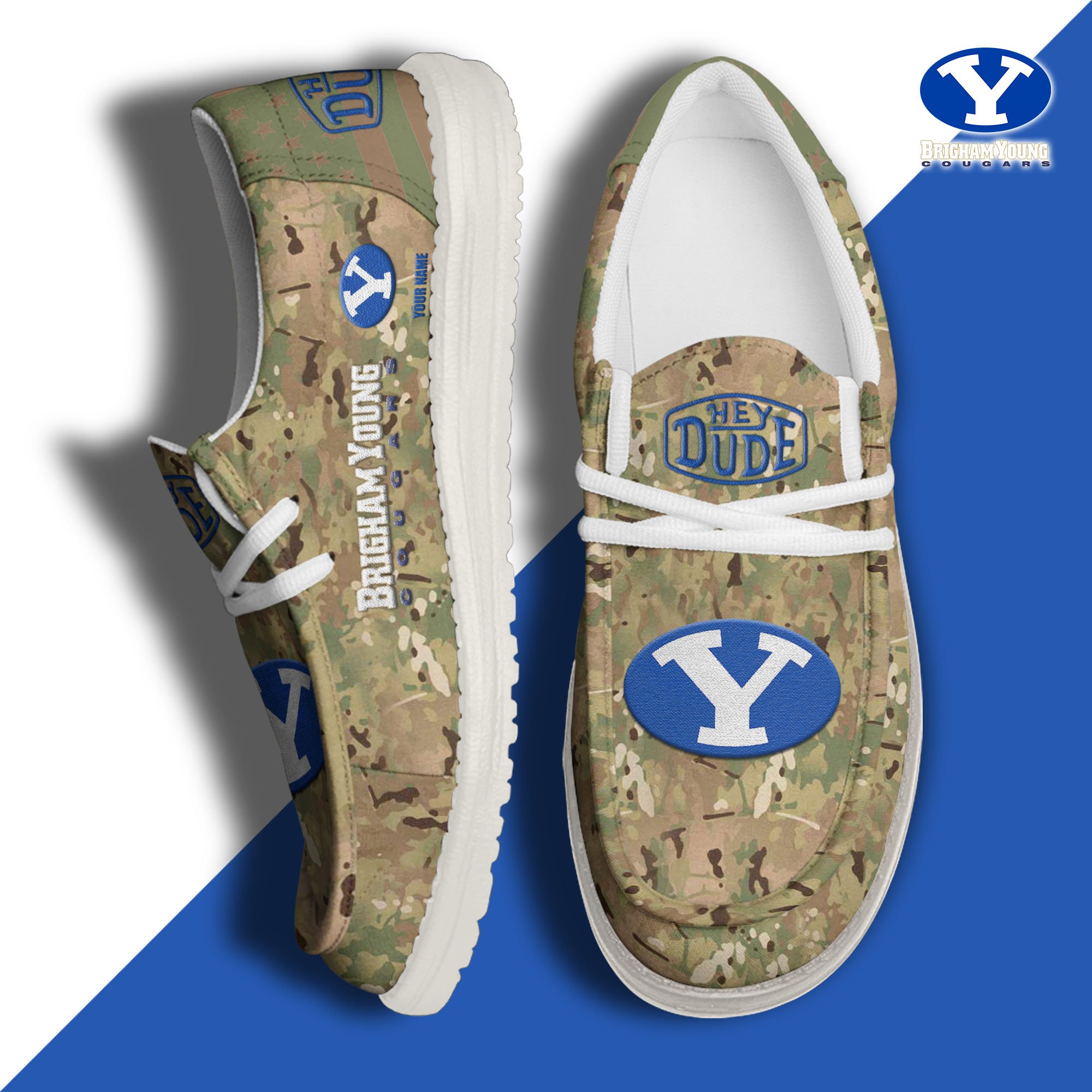 JWFancy BYU Cougars Hey Dude Shoes Wally Men's Lace Up Loafers Comfortable For Men And Women