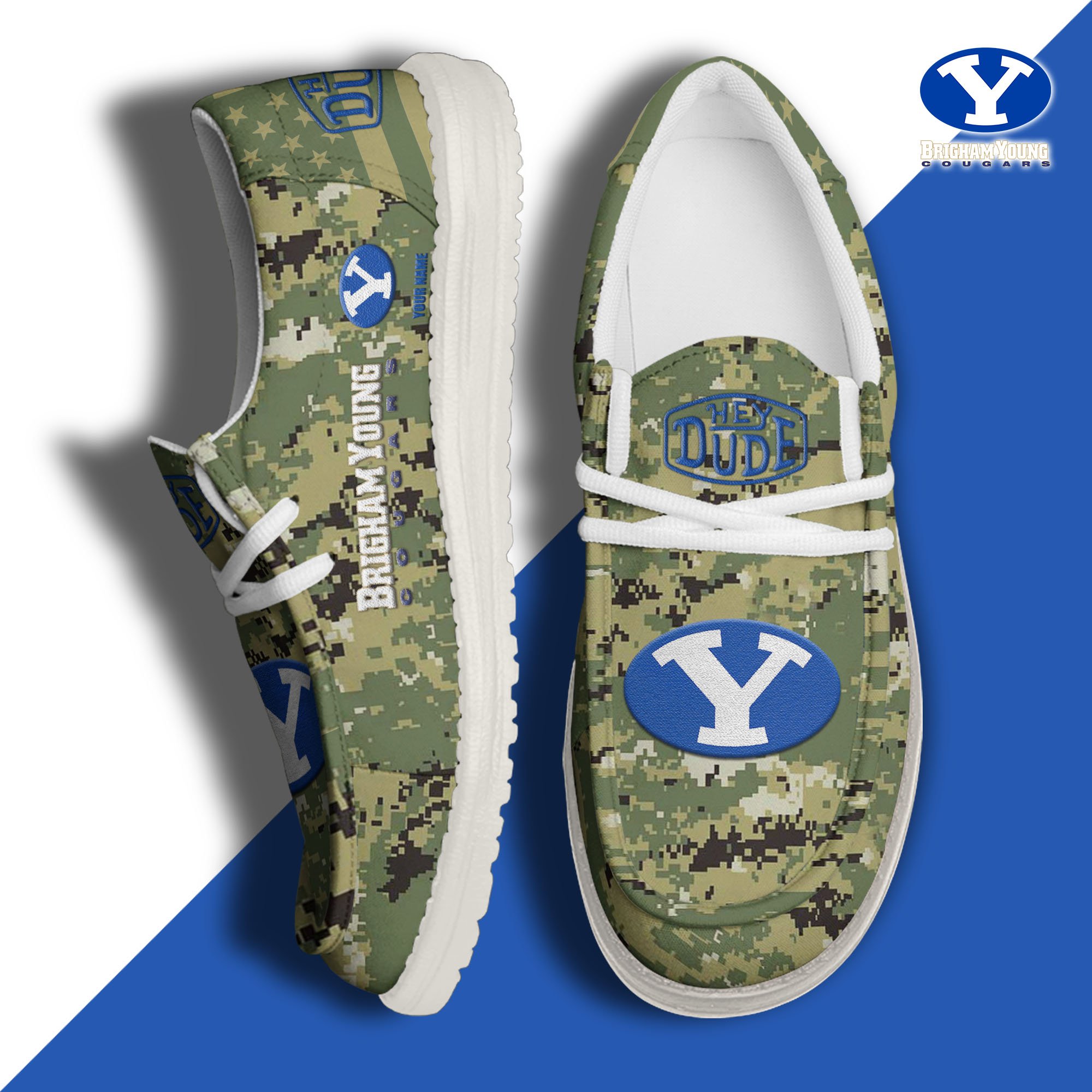 JWFancy BYU Cougars Hey Dude Shoes Wally Men's Lace Up Loafers Comfortable For Men And Women