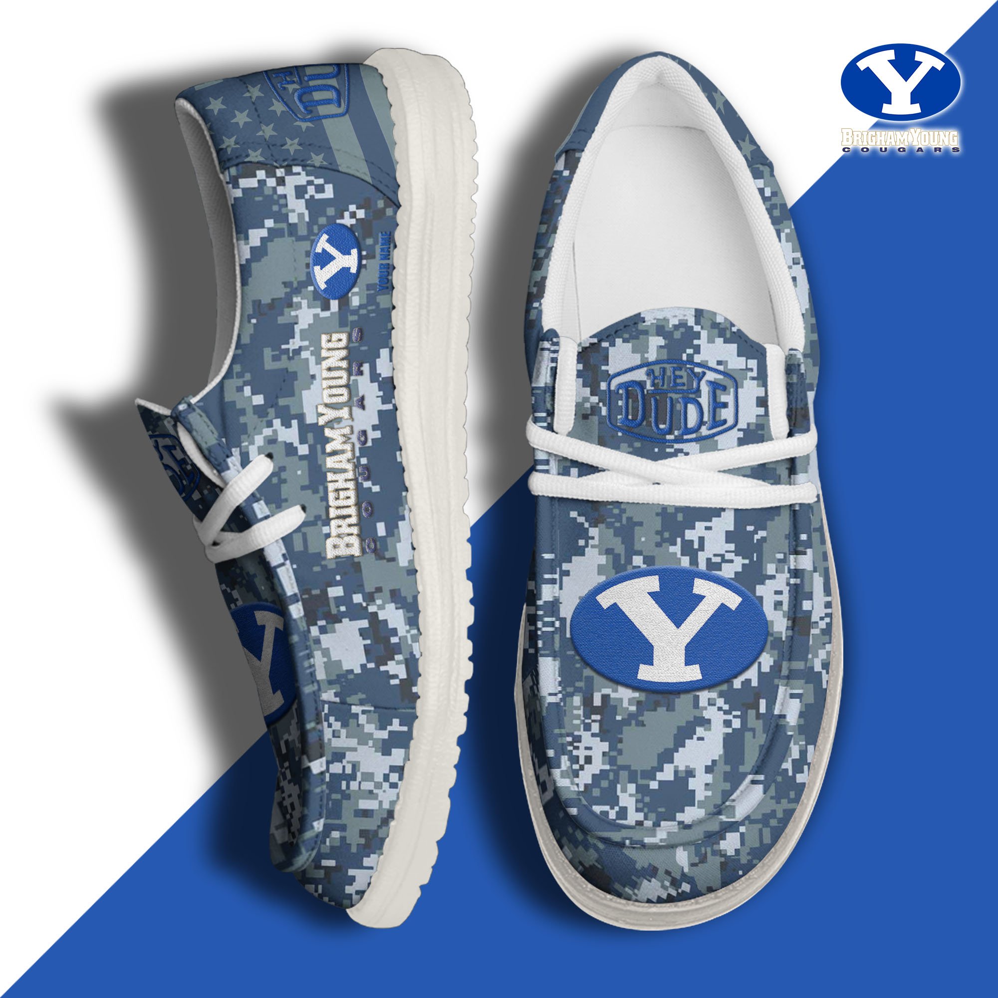 JWFancy BYU Cougars Hey Dude Shoes Wally Men's Lace Up Loafers Comfortable For Men And Women