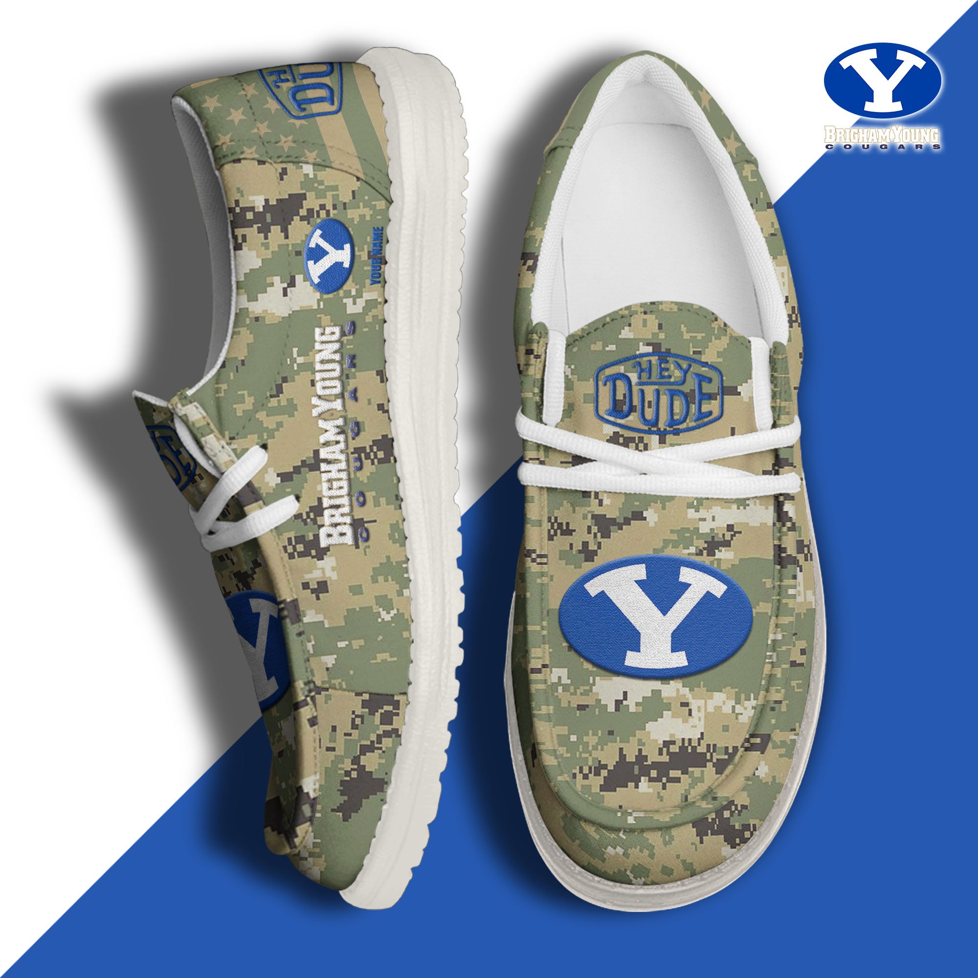 JWFancy BYU Cougars Hey Dude Shoes Wally Men's Lace Up Loafers Comfortable For Men And Women