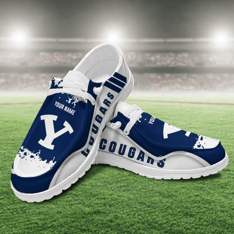 JWFancy BYU Cougars Hey Dude Shoes Wally Men's Lace Up Loafers Comfortable For Men And Women