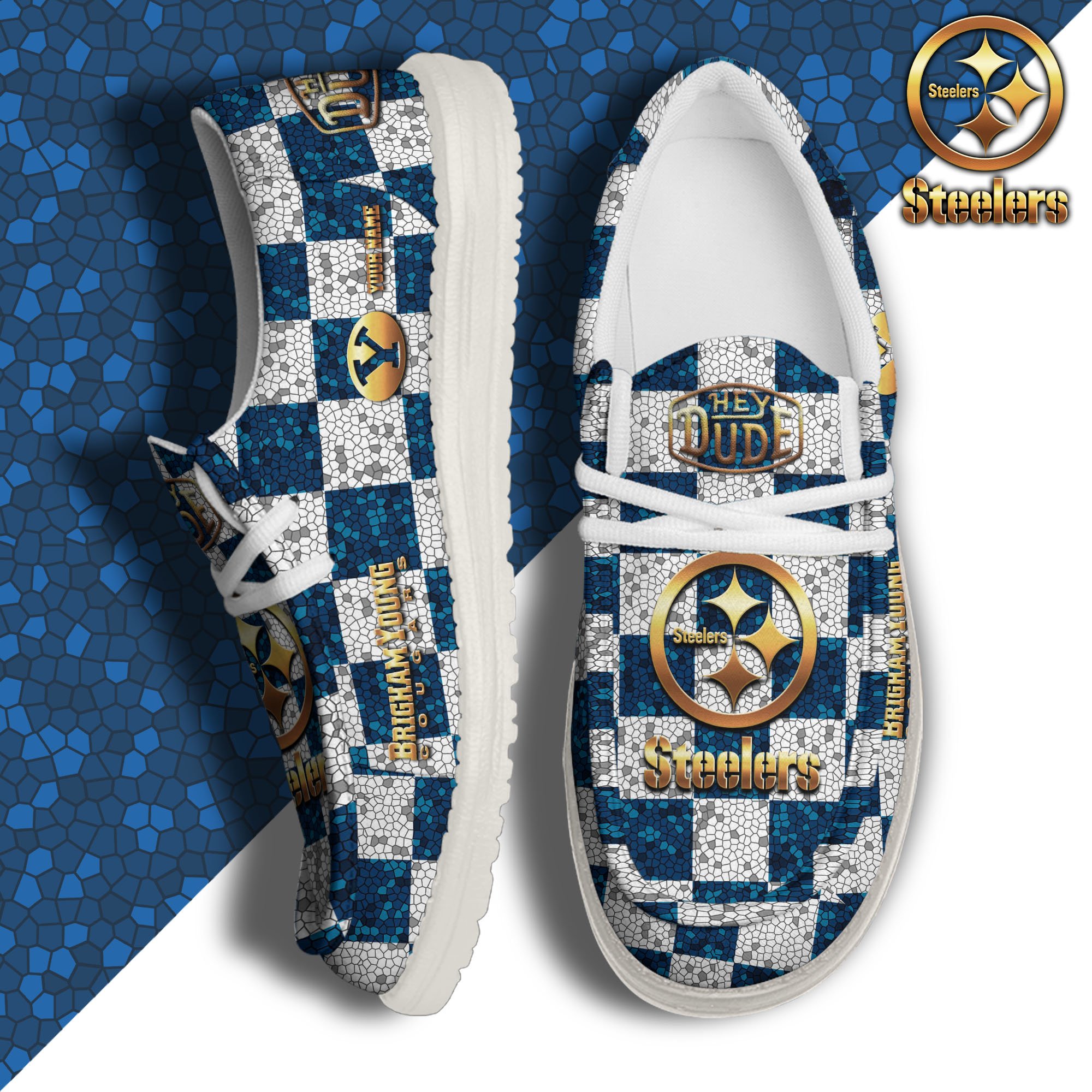 JWFancy BYU Cougars Hey Dude Shoes Wally Men's Lace Up Loafers Comfortable For Men And Women