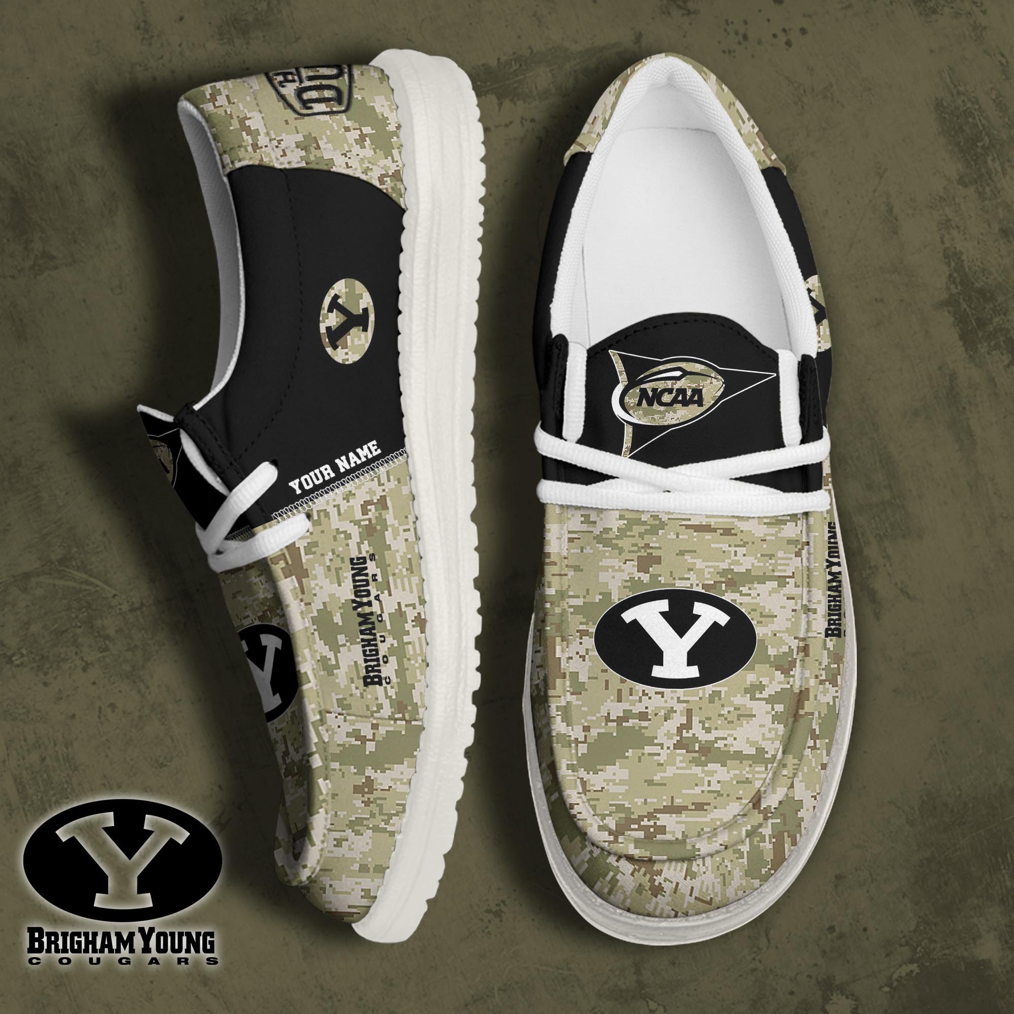 JWFancy BYU Cougars Hey Dude Shoes Wally Men's Lace Up Loafers Comfortable For Men And Women