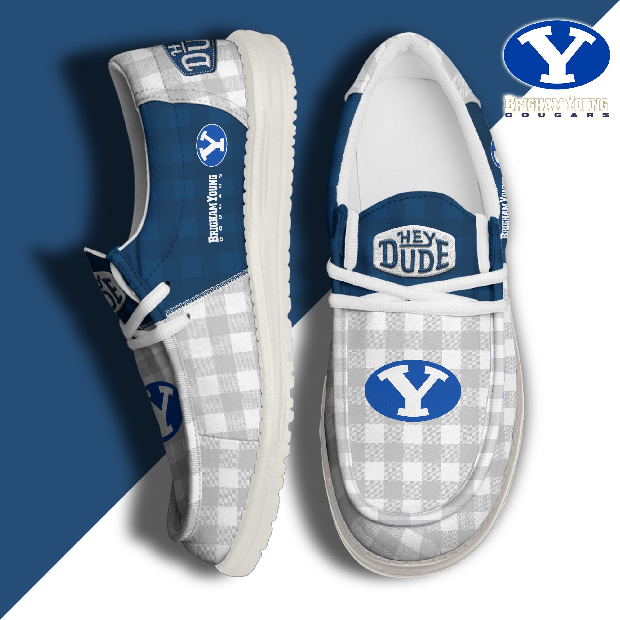 JWFancy BYU Cougars Hey Dude Shoes Wally Men's Lace Up Loafers Comfortable For Men And Women