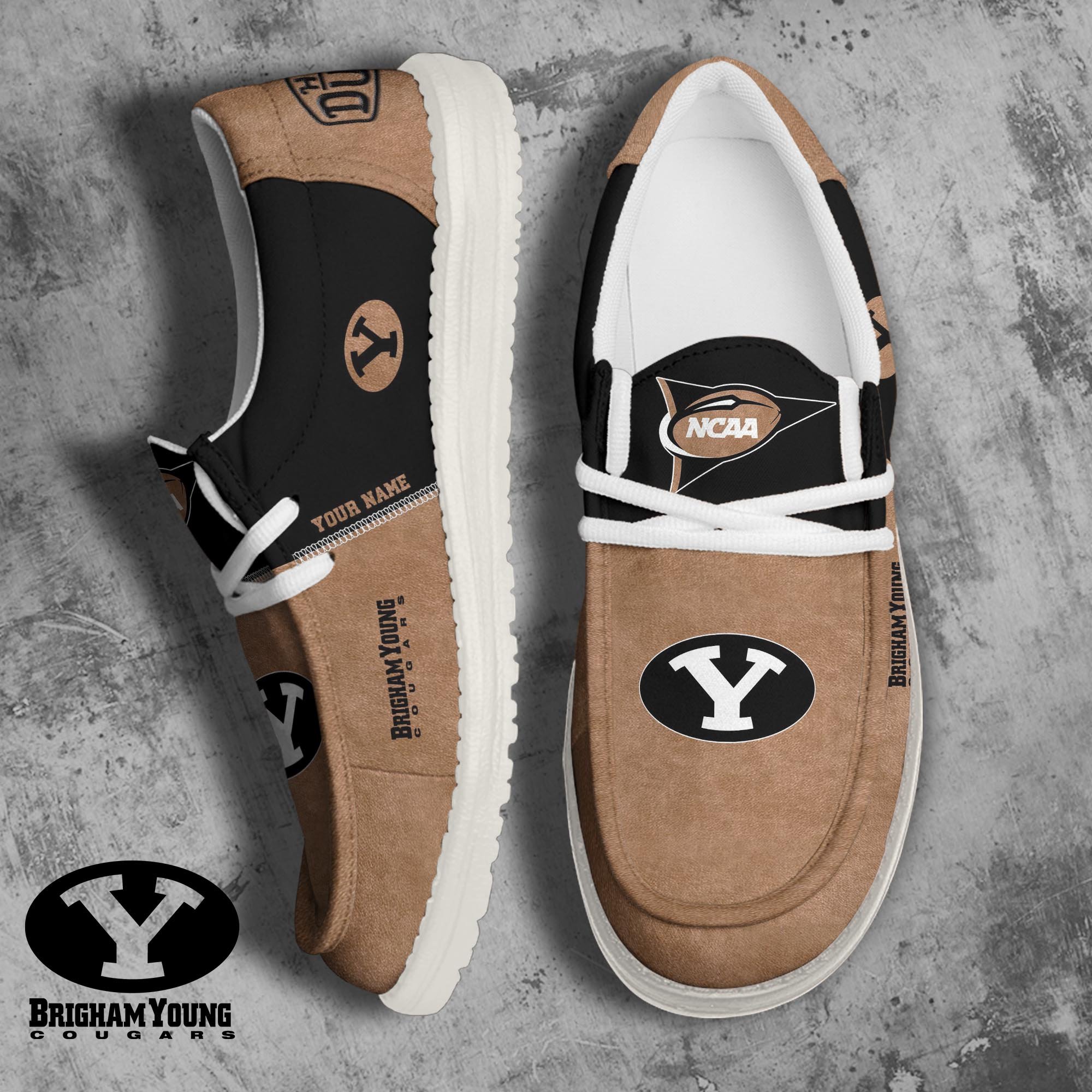 JWFancy BYU Cougars Hey Dude Shoes Wally Men's Lace Up Loafers Comfortable For Men And Women