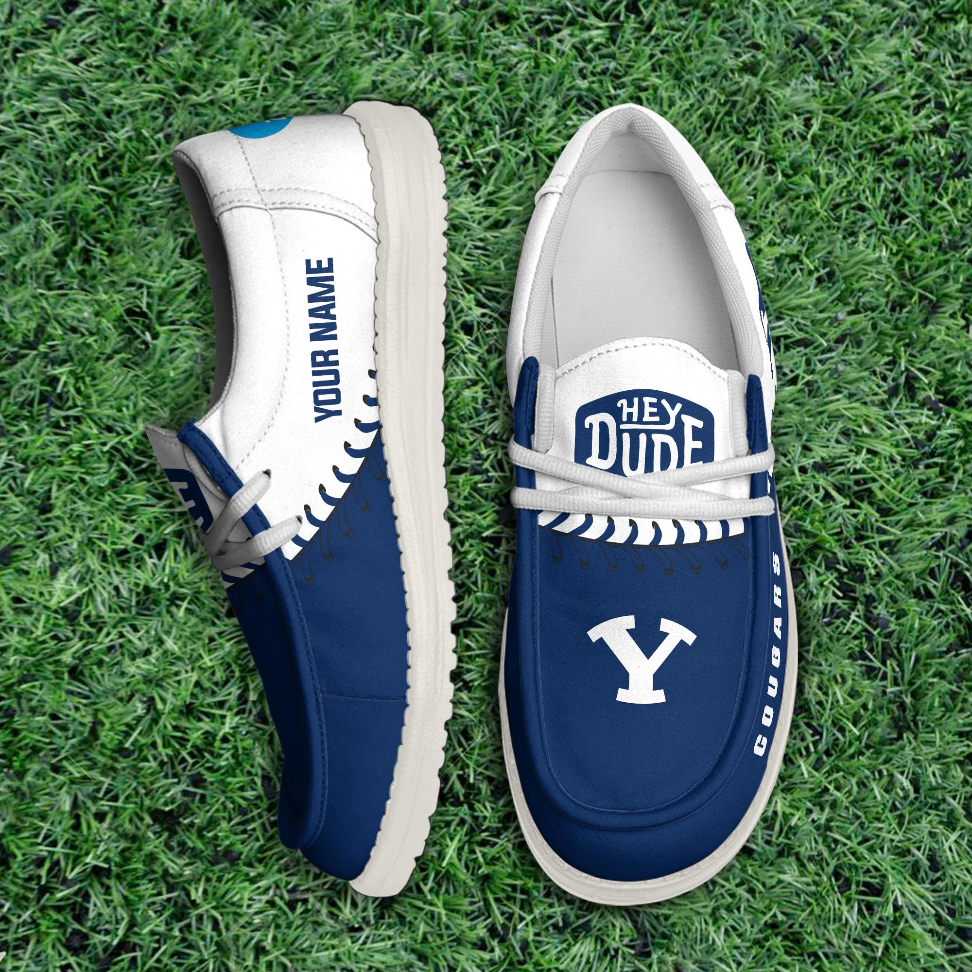 JWFancy BYU Cougars Hey Dude Shoes Wally Men's Lace Up Loafers Comfortable For Men And Women