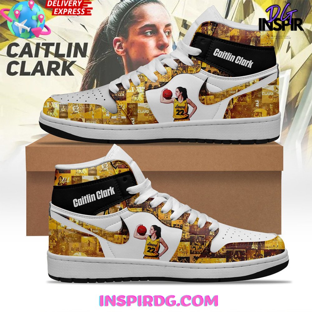 JWFancy Caitlin Clark IOWA Gold AJ1 High Sneakers Shoes For Men And Women