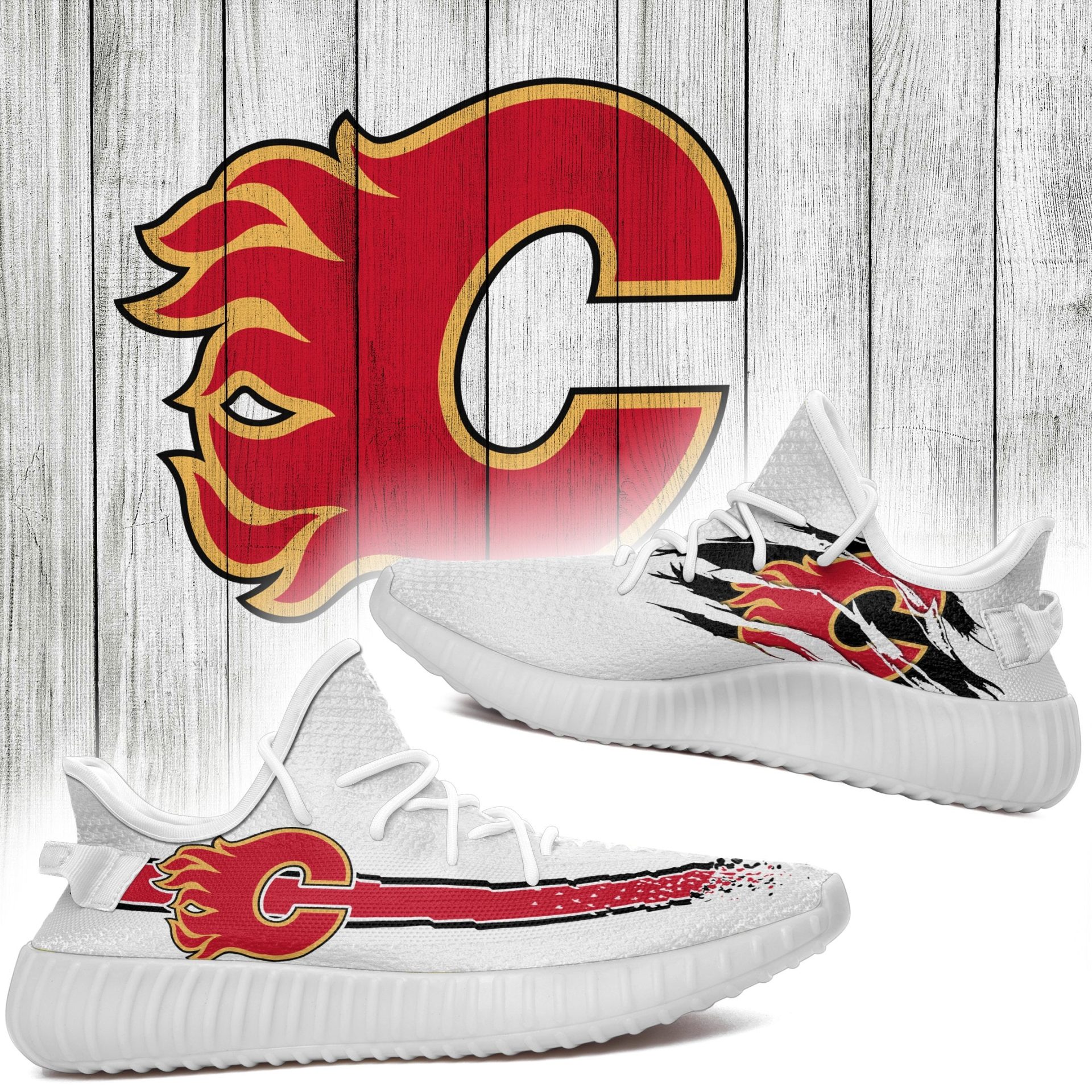 JWFancy Calgary Flames Yeezy Boost Shoes For Men And Women