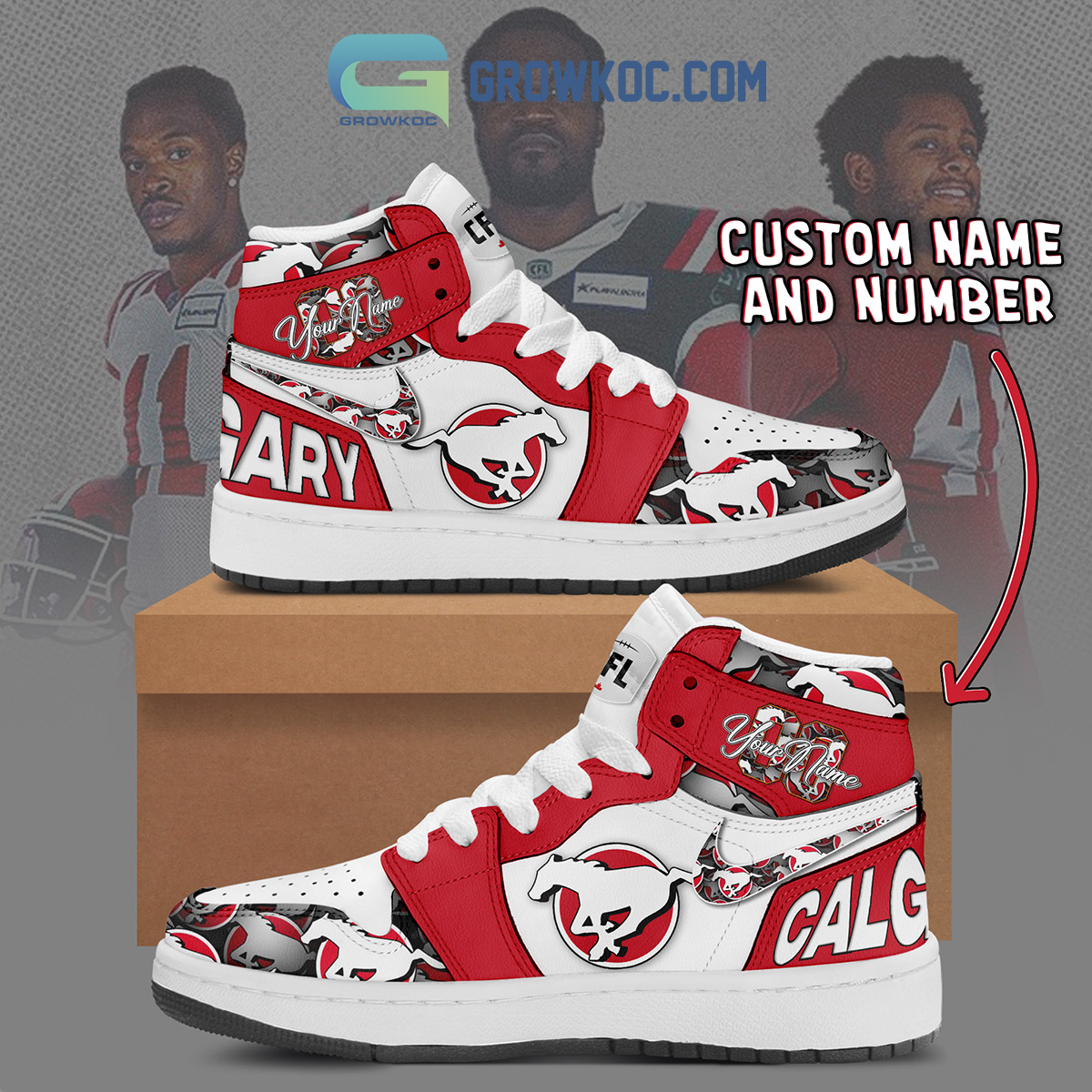 JWFancy Calgary Stampeders AJ1 High Sneakers Shoes For Men And Women