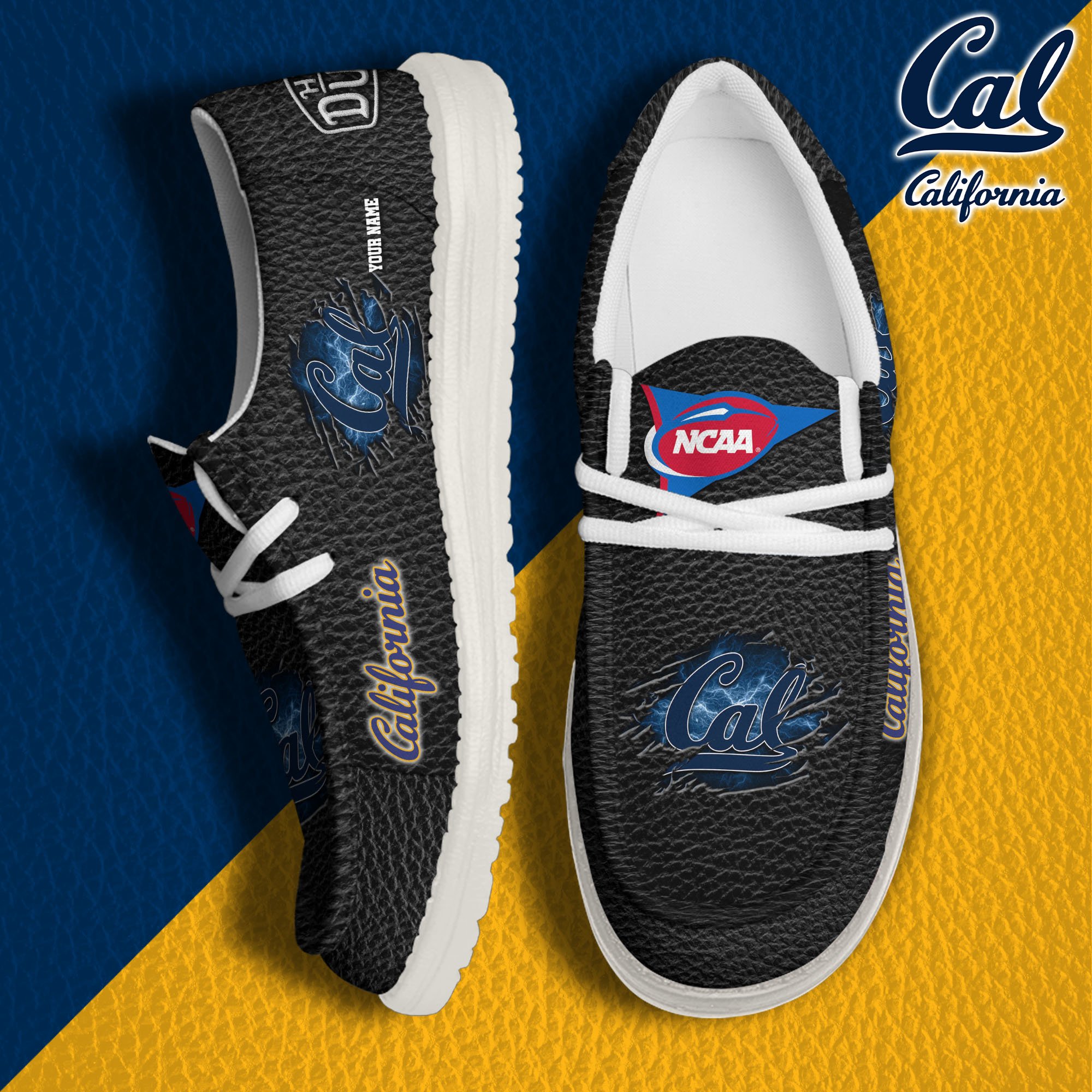 JWFancy California Golden Bears Hey Dude Shoes Wally Men's Lace Up Loafers Comfortable For Men And Women