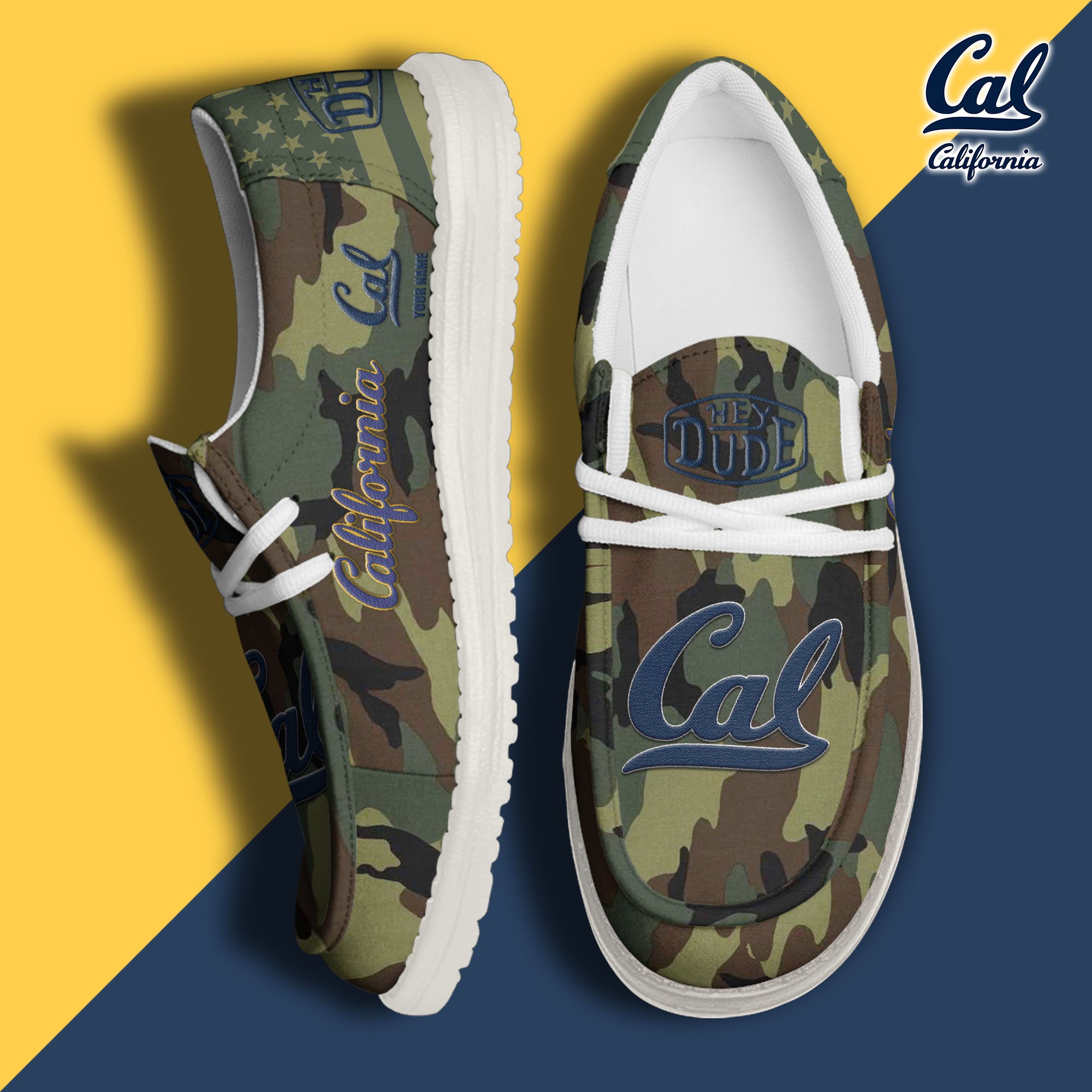 JWFancy California Golden Bears Hey Dude Shoes Wally Men's Lace Up Loafers Comfortable For Men And Women