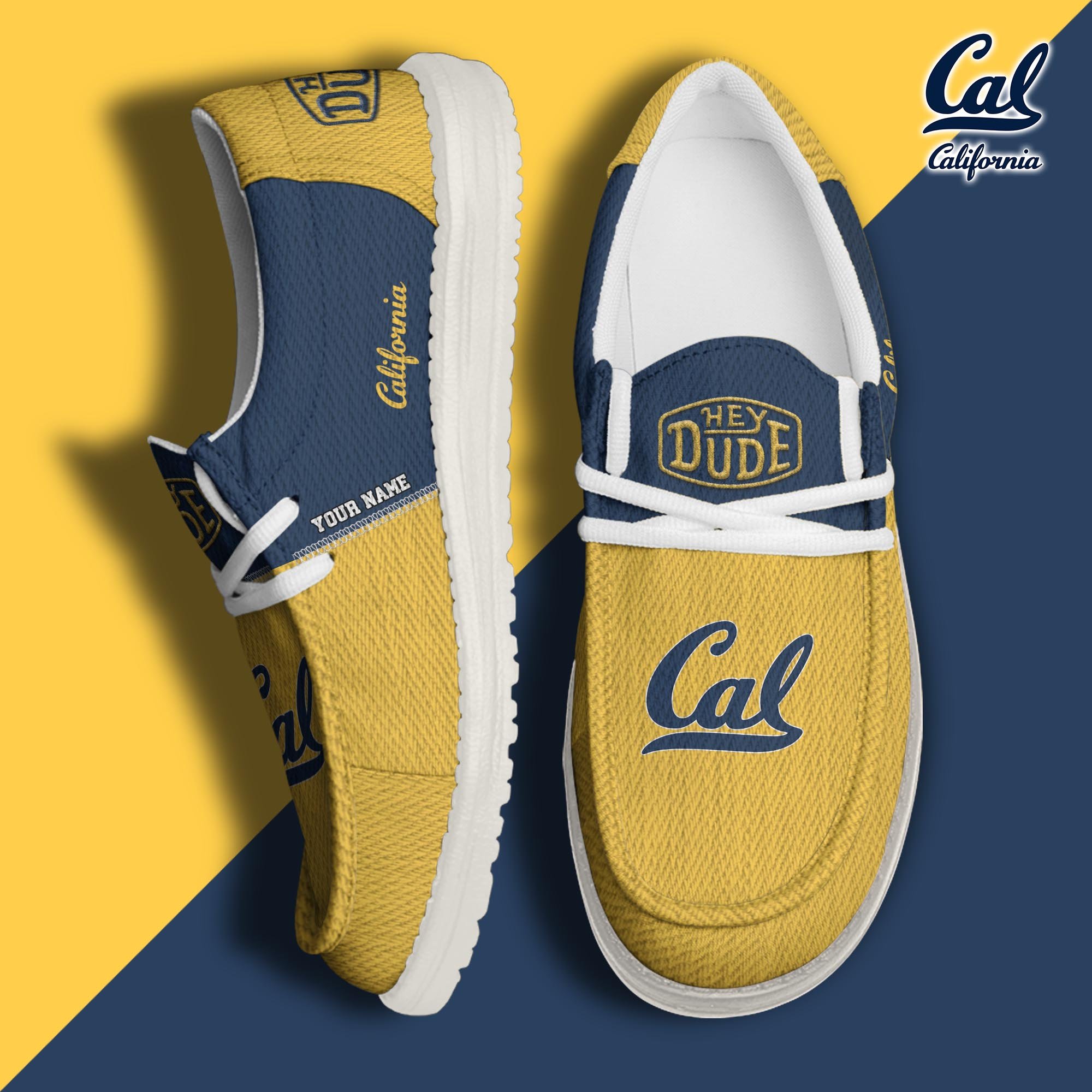 JWFancy California Golden Bears Hey Dude Shoes Wally Men's Lace Up Loafers Comfortable For Men And Women