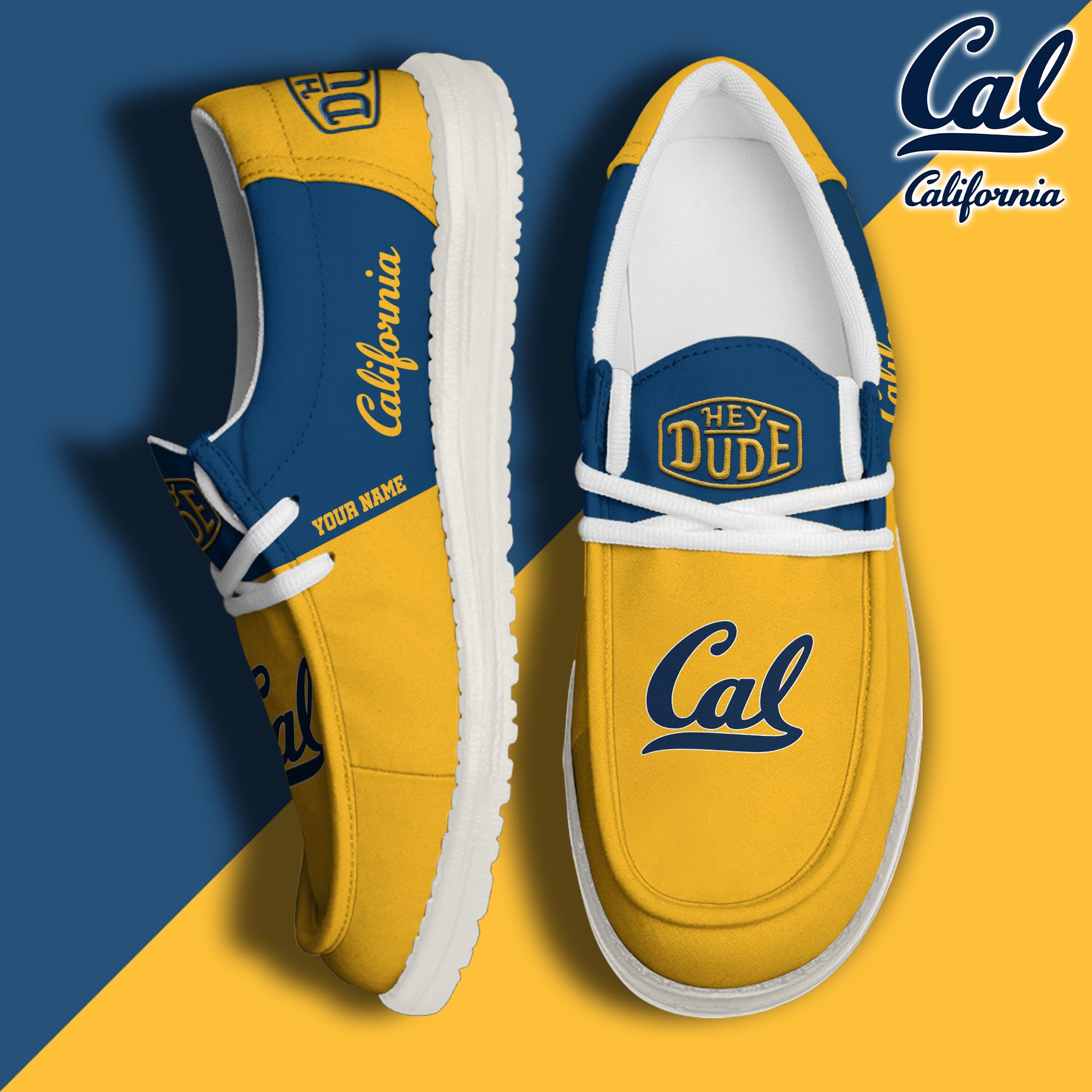 JWFancy California Golden Bears Hey Dude Shoes Wally Men's Lace Up Loafers Comfortable For Men And Women