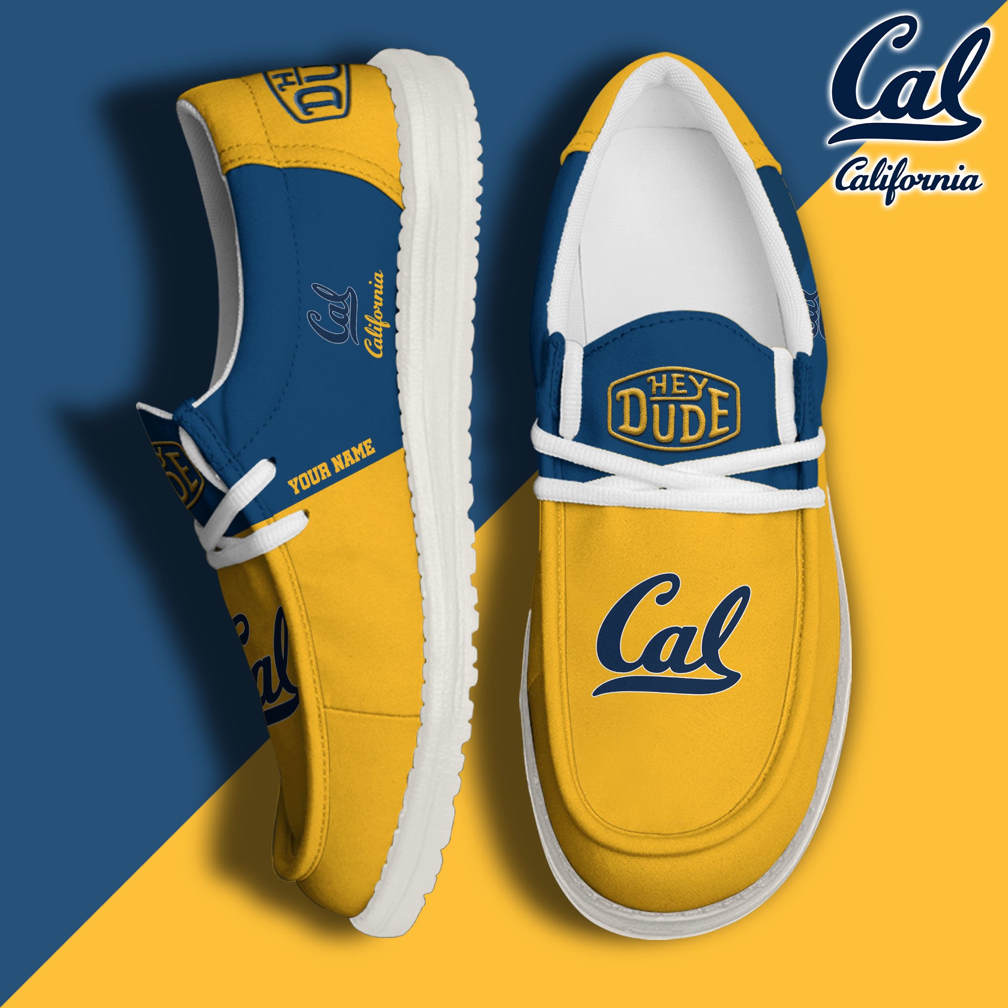 JWFancy California Golden Bears Hey Dude Shoes Wally Men's Lace Up Loafers Comfortable For Men And Women