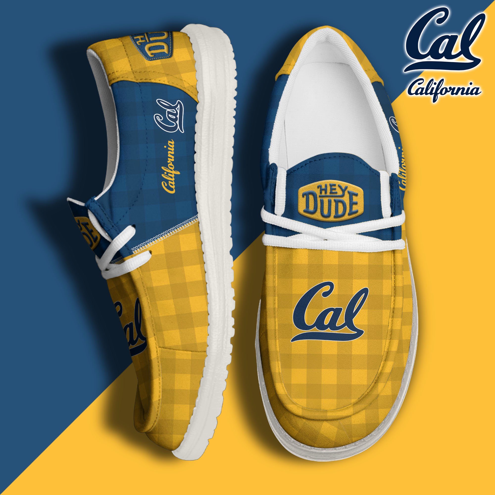JWFancy California Golden Bears Hey Dude Shoes Wally Men's Lace Up Loafers Comfortable For Men And Women