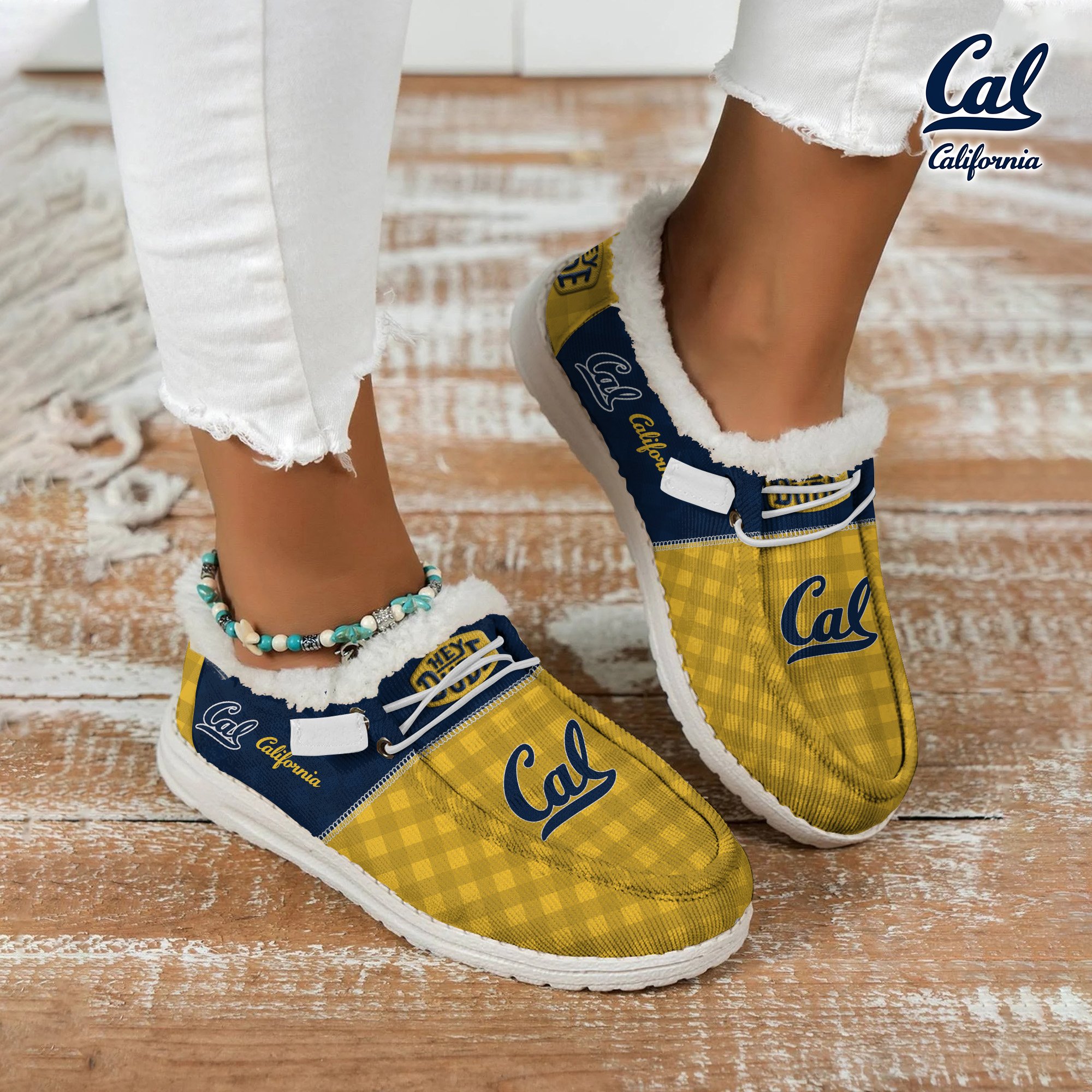 JWFancy California Golden Bears Hey Dude Shoes Wally Men's Lace Up Loafers Comfortable For Men And Women