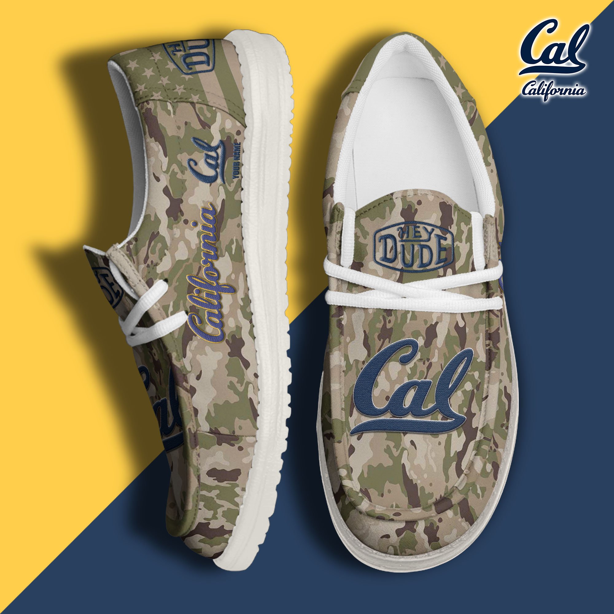 JWFancy California Golden Bears Hey Dude Shoes Wally Men's Lace Up Loafers Comfortable For Men And Women